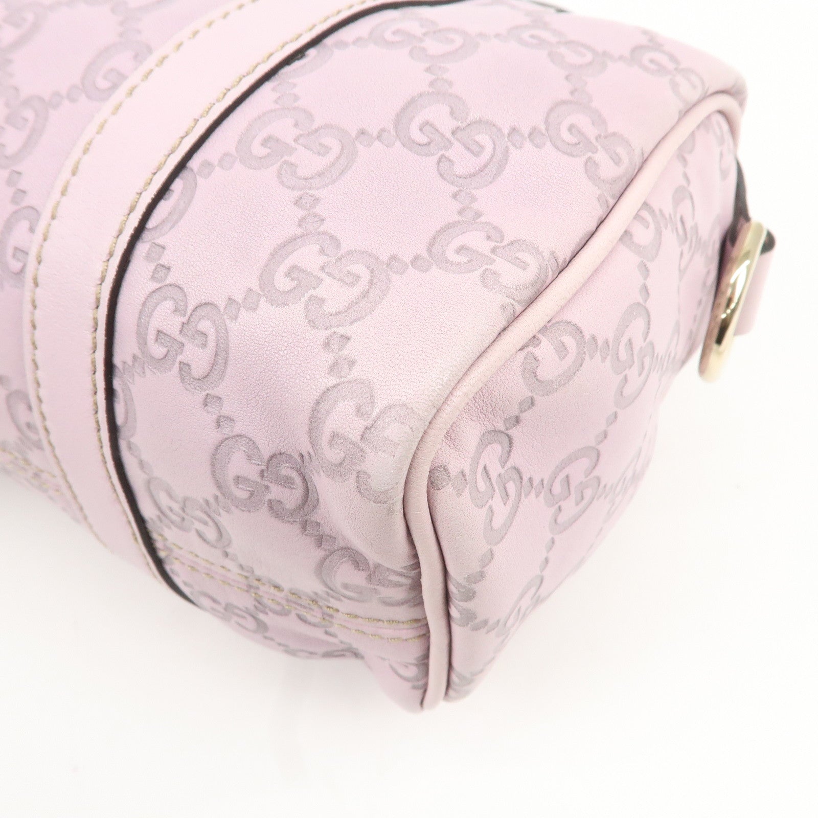 GUCCI Guccissima Leather Mini Boston Bag Light Purple 193604 Used