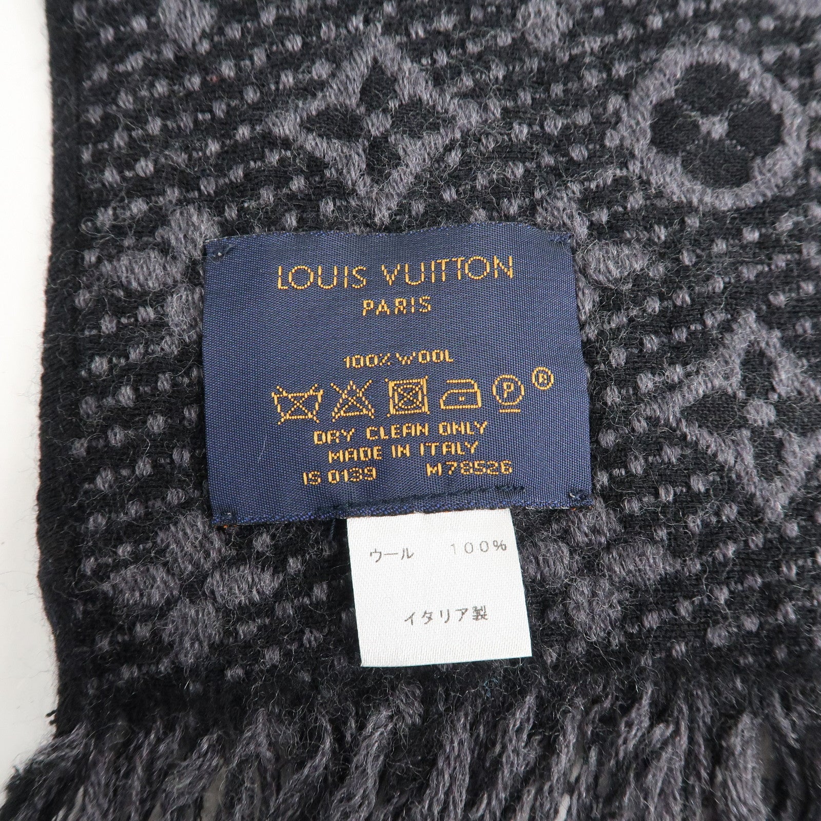 Louis Vuitton Monogram Echarpe Classic 100% Wool Knit Scarf M78526 Used