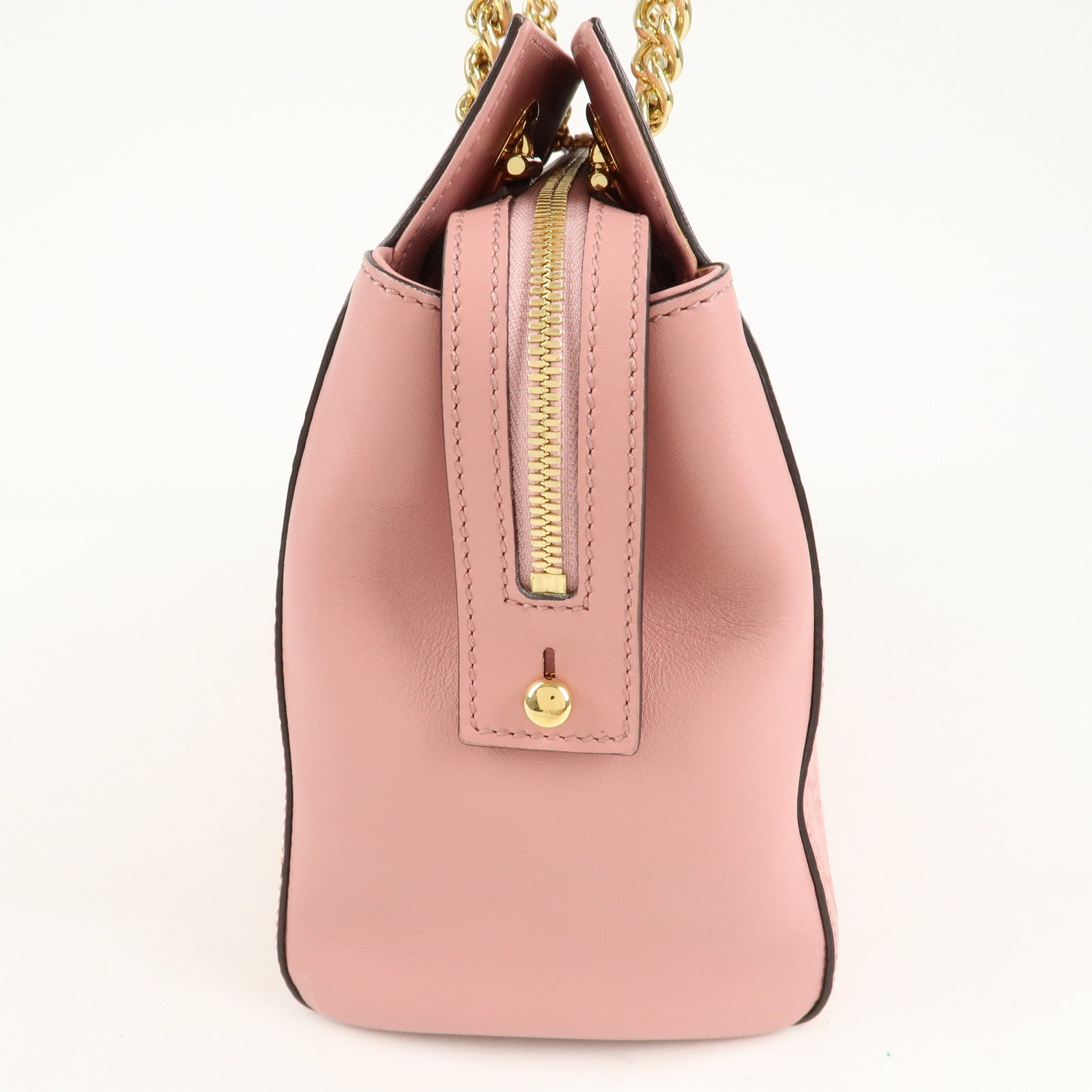 GUCCI Guccissima Leather Chain Tote Bag Shoulder Bag Pink 453773