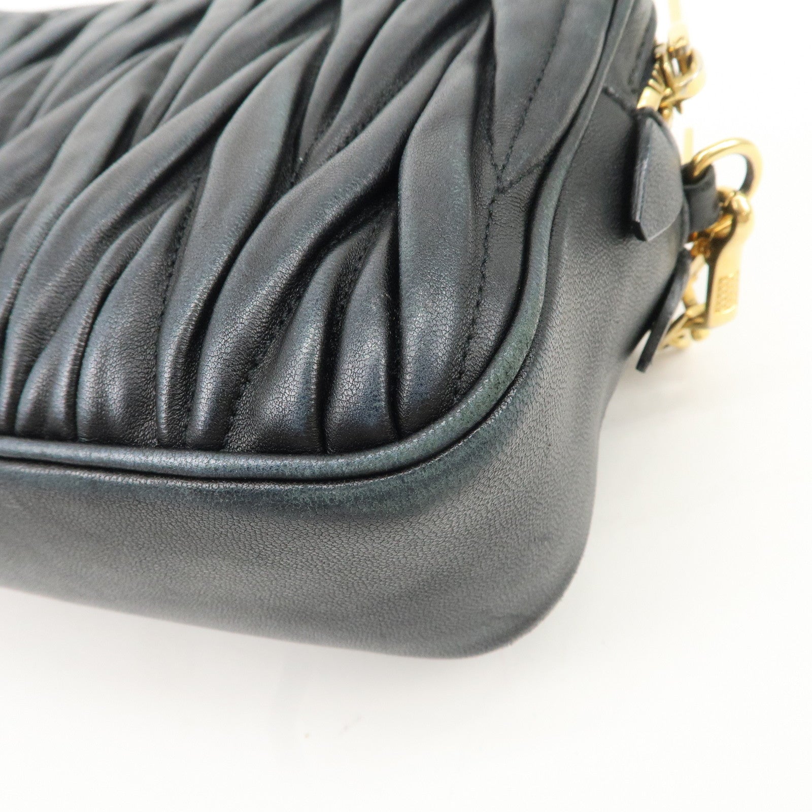 MIU MIU Matelasse Leather Shoulder Bag Black