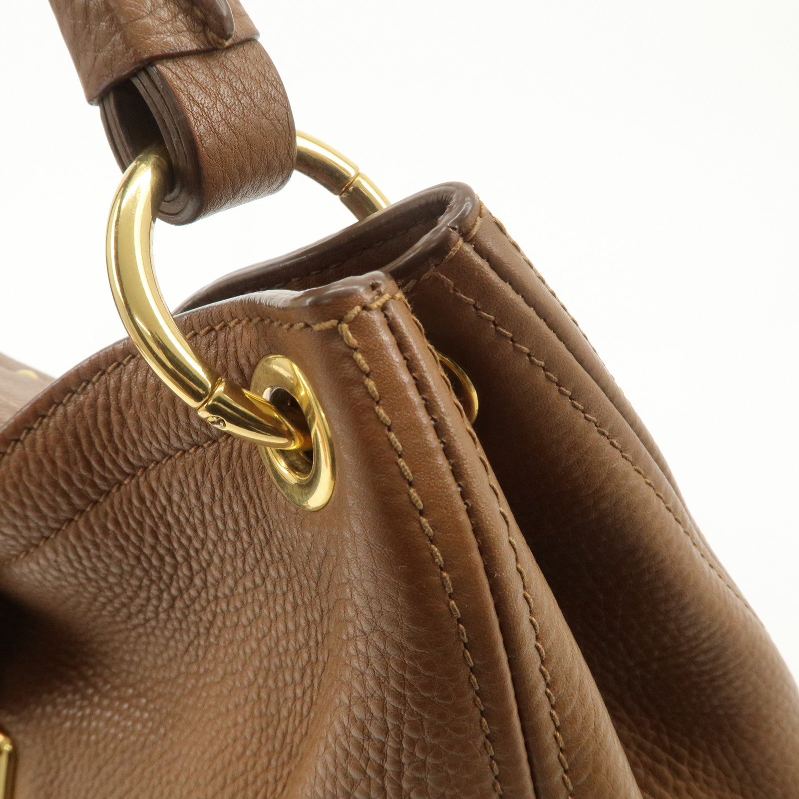 MIU MIU Leather 2WAY Bag Shoulder Bag Brown