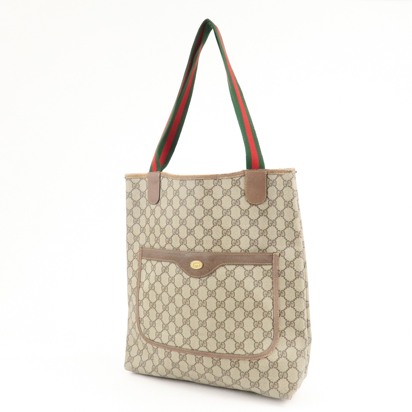 GUCCI Set of 2 Old Gucci GG Plus Leather Tote Bag Clutch Bag Used