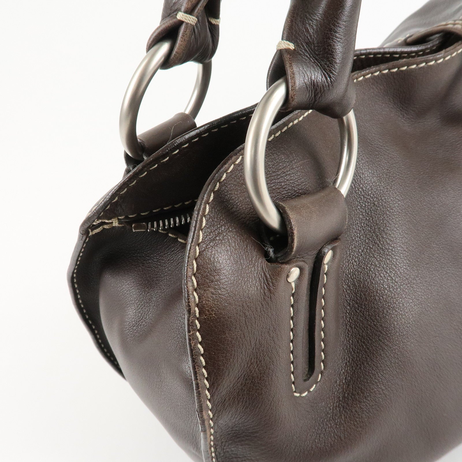 CELINE Leather Bitter Sweet Shoulder Bag Hand Bag Brown Used