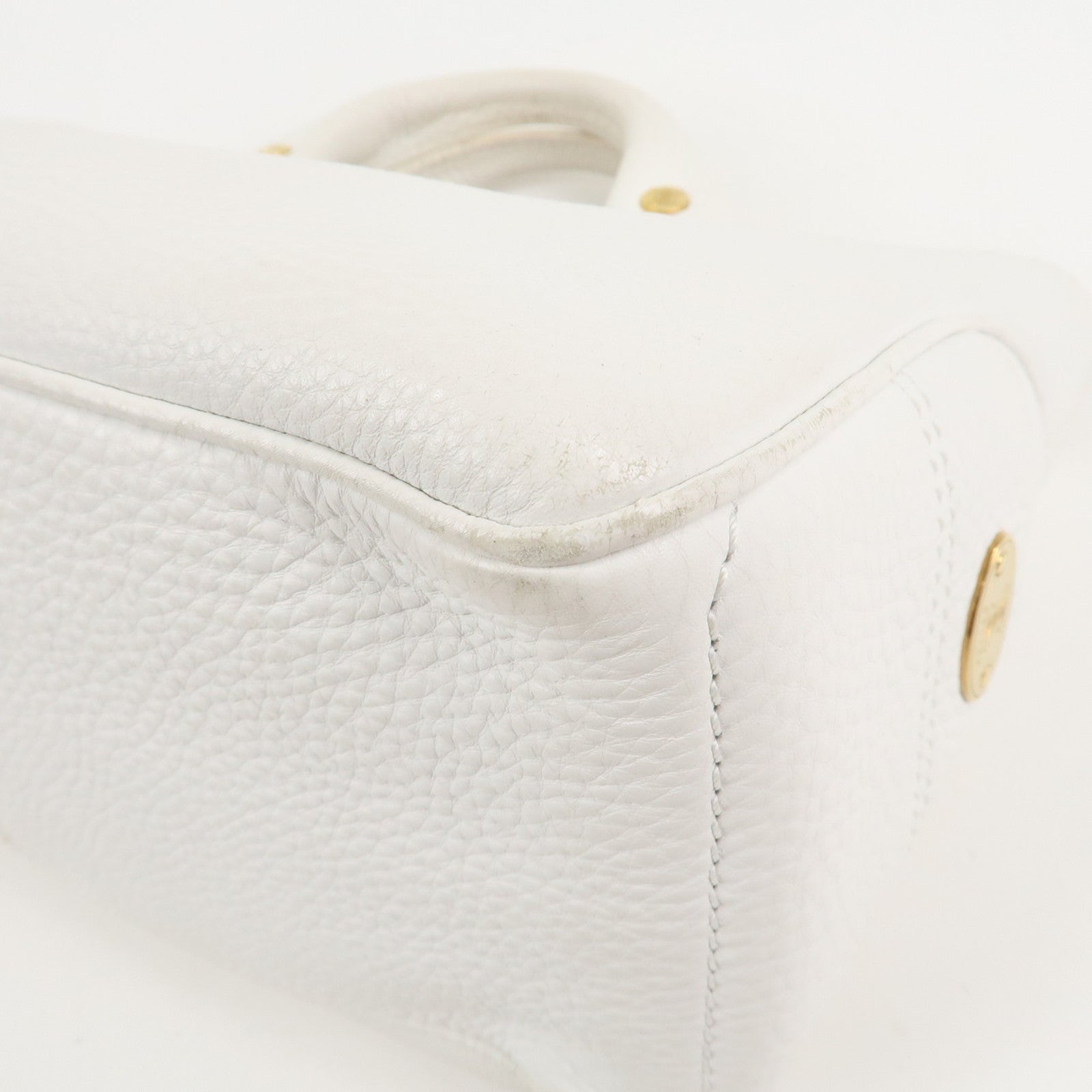 CELINE Leather Triomphe Button Boogie Bag Hand Bag White Used