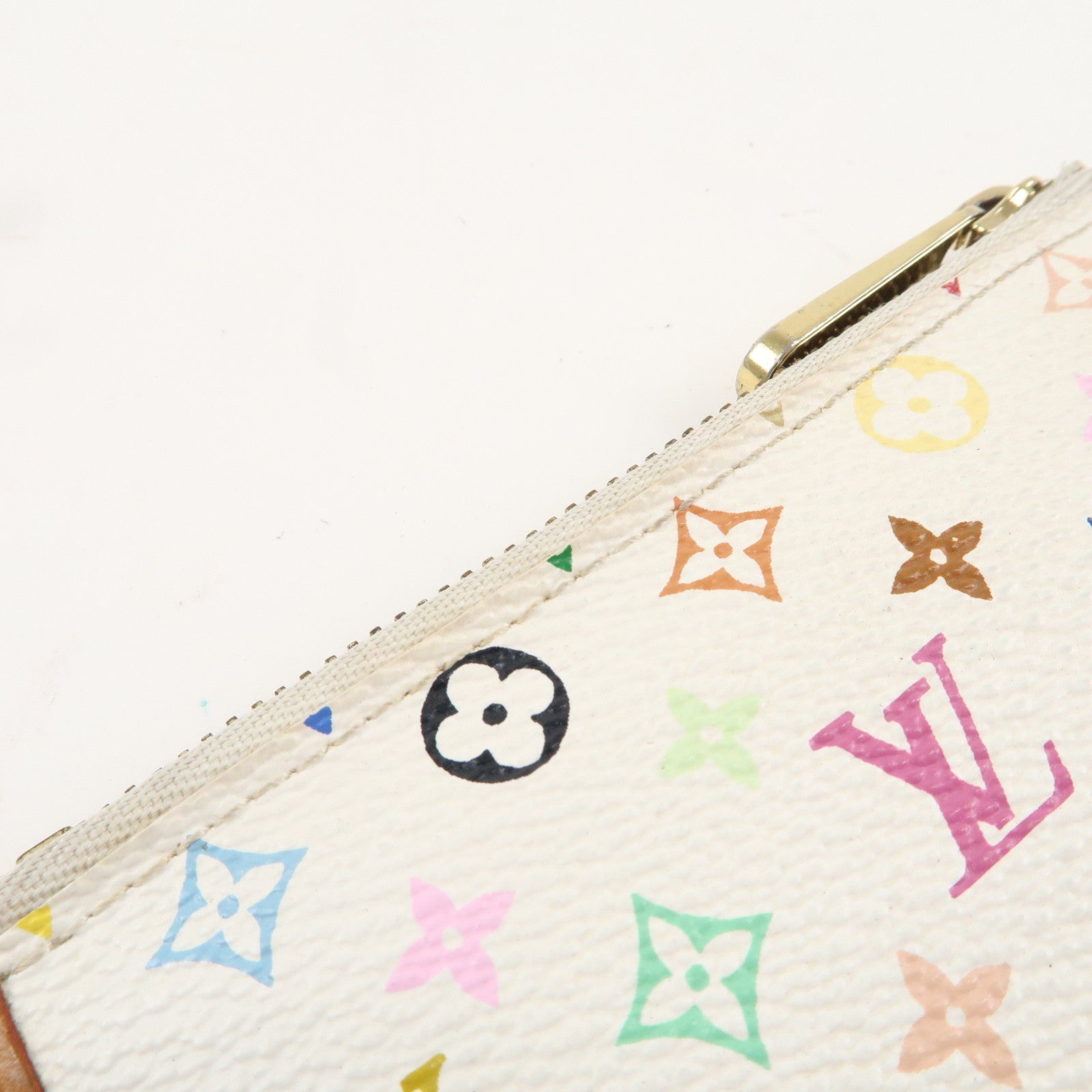 Louis Vuitton Monogram Multicolor Pochette Cles Blanc M92655