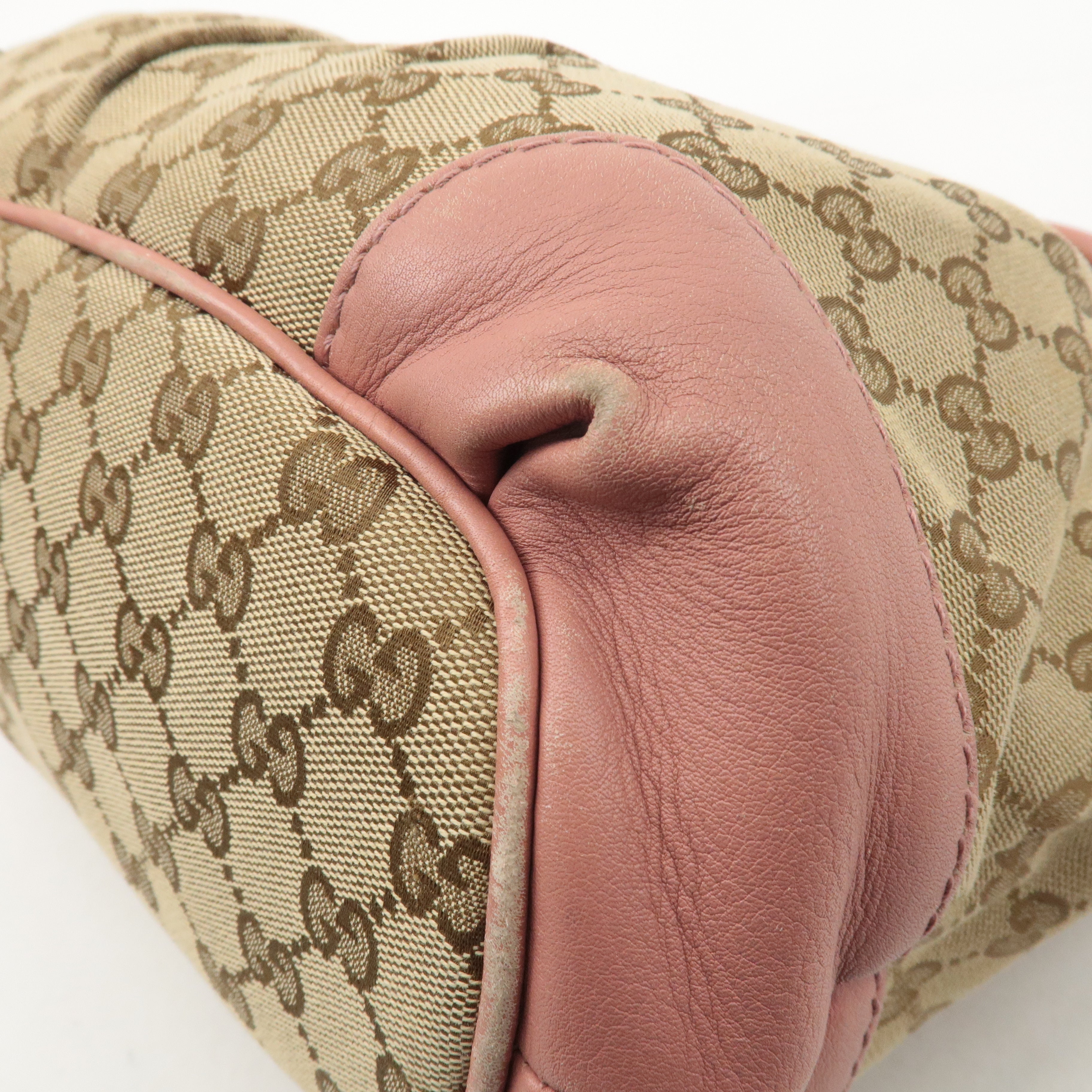 GUCCI Sukey GG Canvas Leather 2Way Shoulder Bag Pink Beige 247902