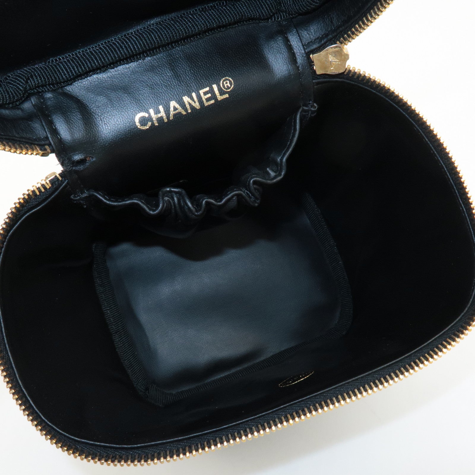 CHANEL Caviar Skin Vanity Bag Hand Bag Cosmetic Bag Black A01998