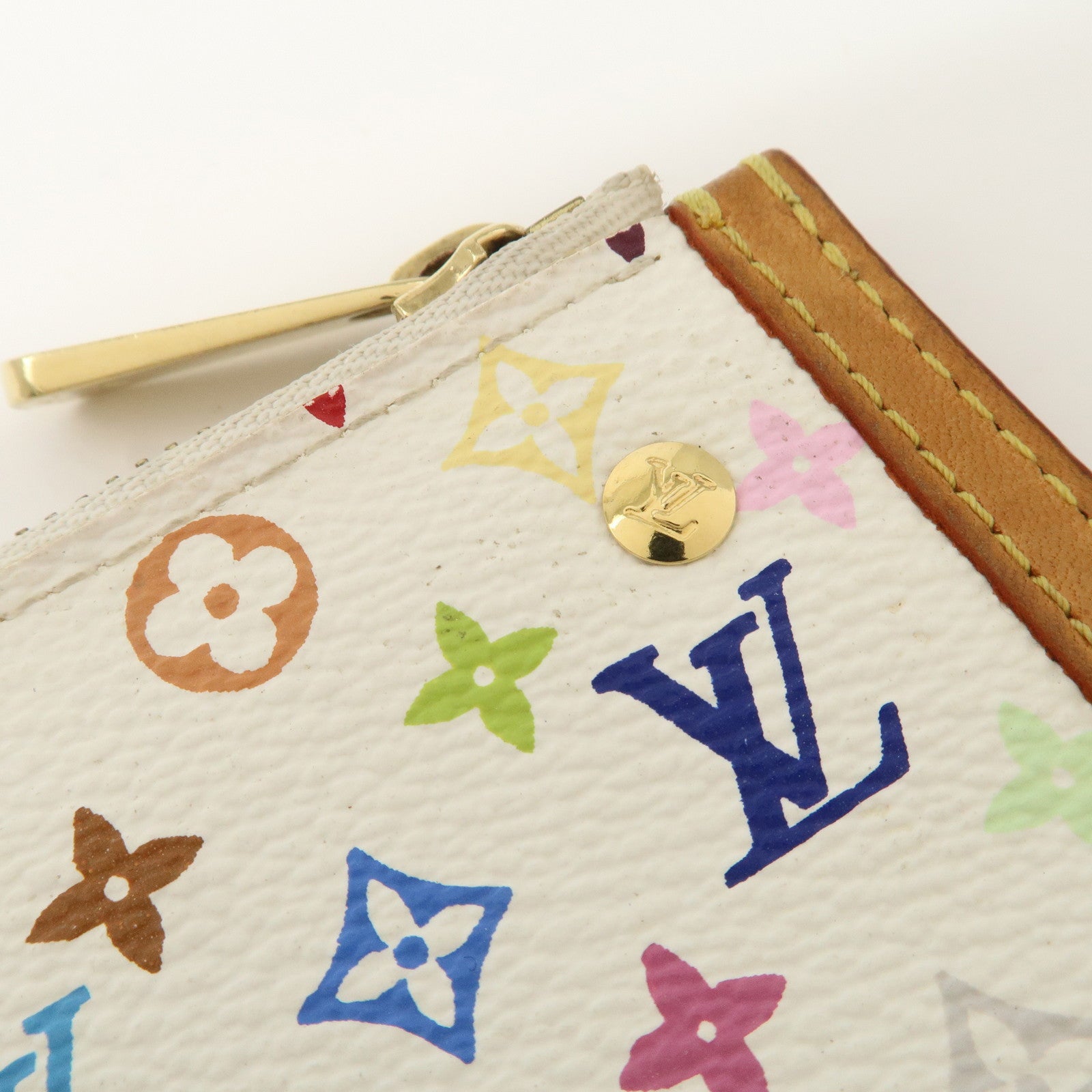 Louis Vuitton Monogram Multicolor Pochette Cles Blanc M92655