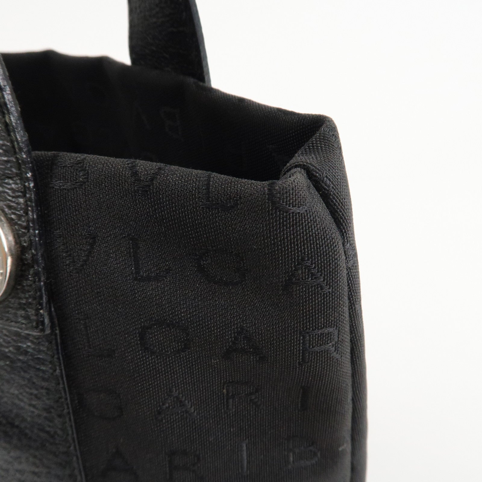 BVLGARI Logo Mania Canvas Leather Hand Bag Tote Bag Black