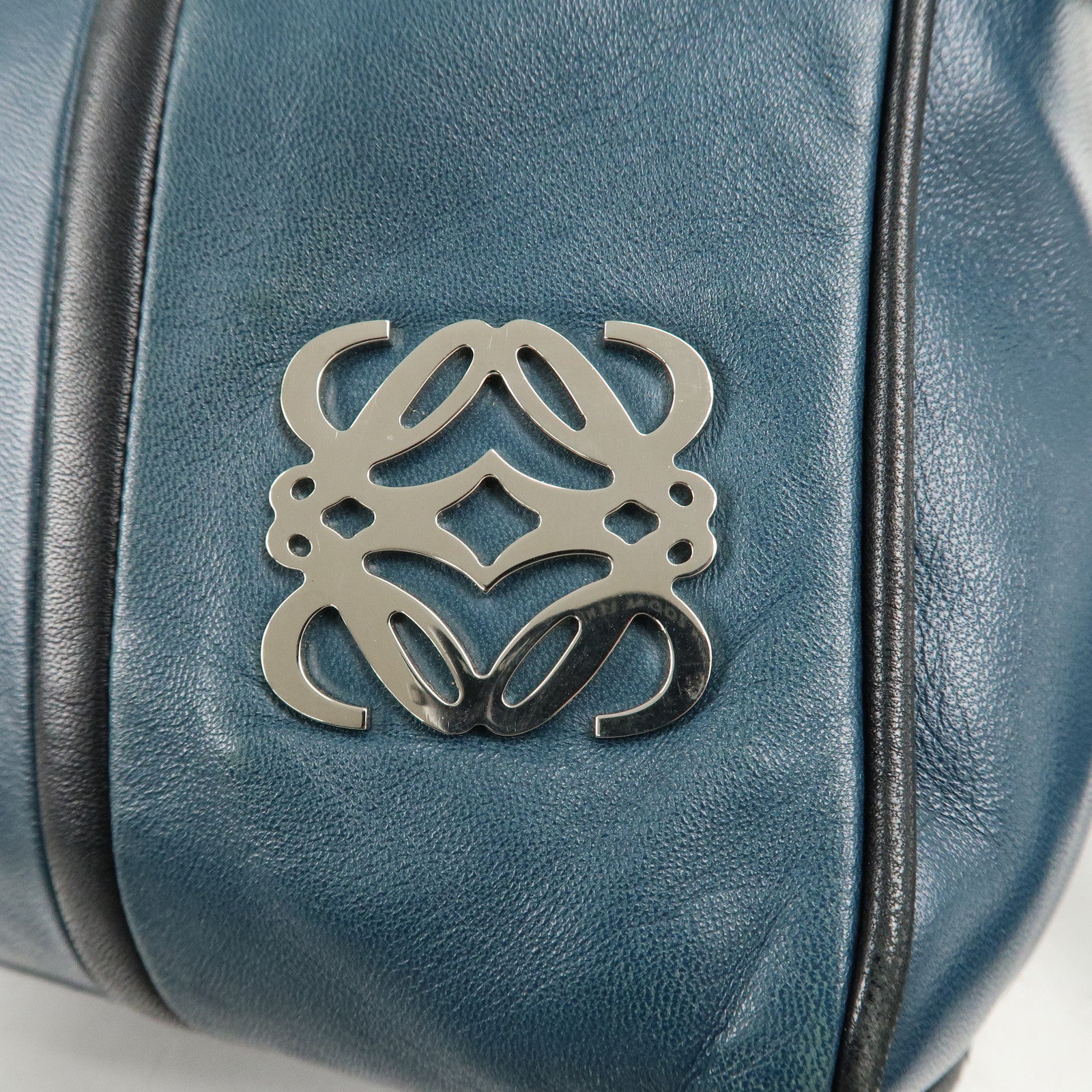 LOEWE Anagram Leather Shoulder Bag  Blue Used