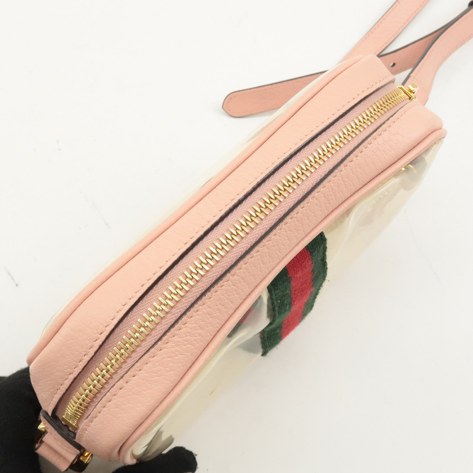 GUCCI Ophidia Sherry Vinyl Leather Shoulder Bag Clear Pink 517350