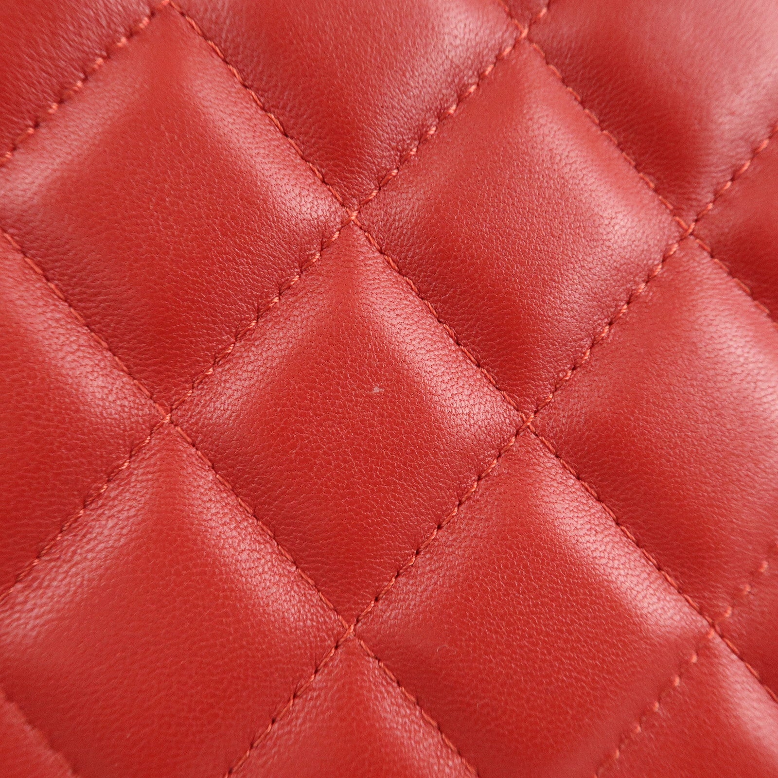 CHANEL Matelasse COCO Mark Lamb Skin Clutch Bag Red Used