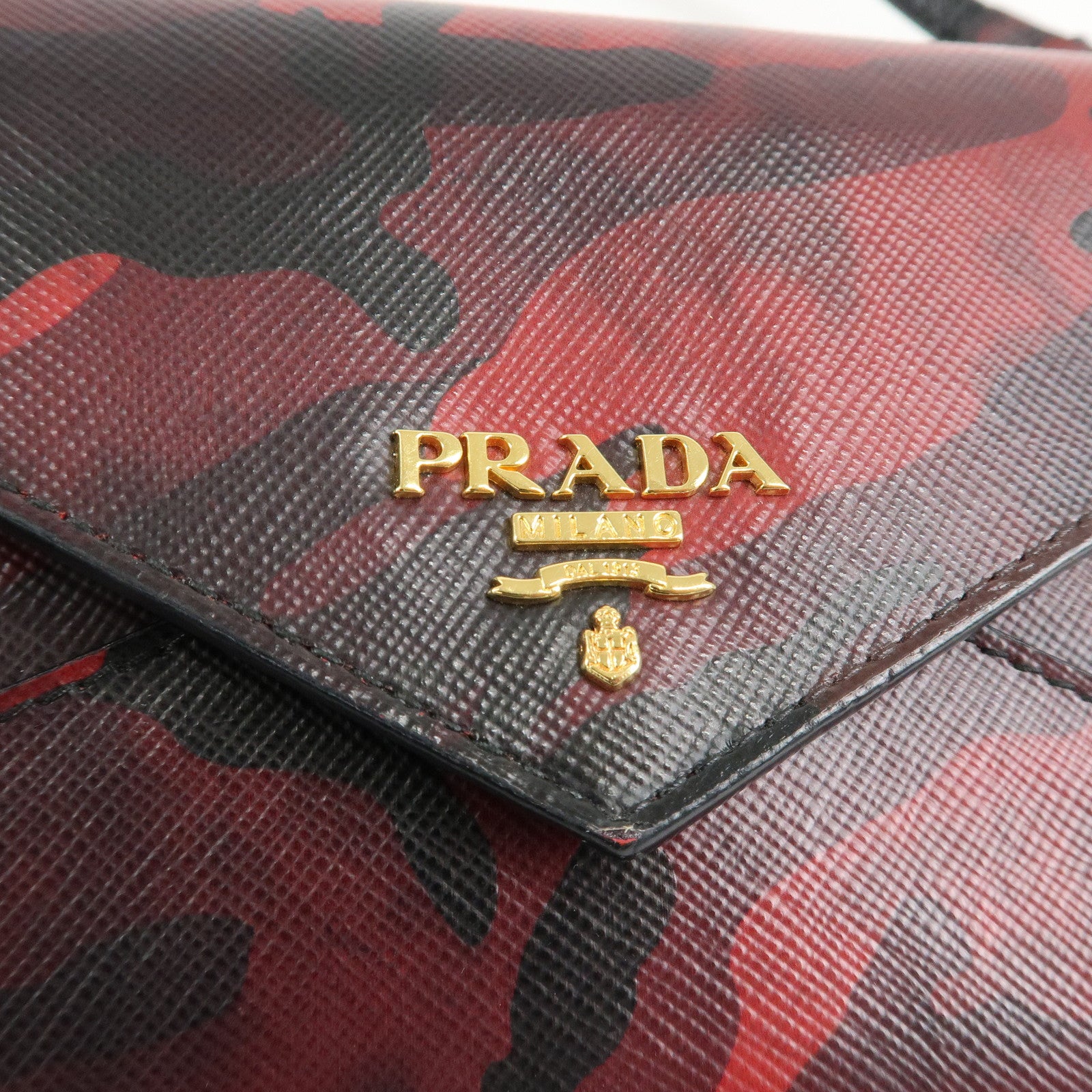 PRADA Saffiano Leather Shoulder Long Wallet Camouflage 1M1437