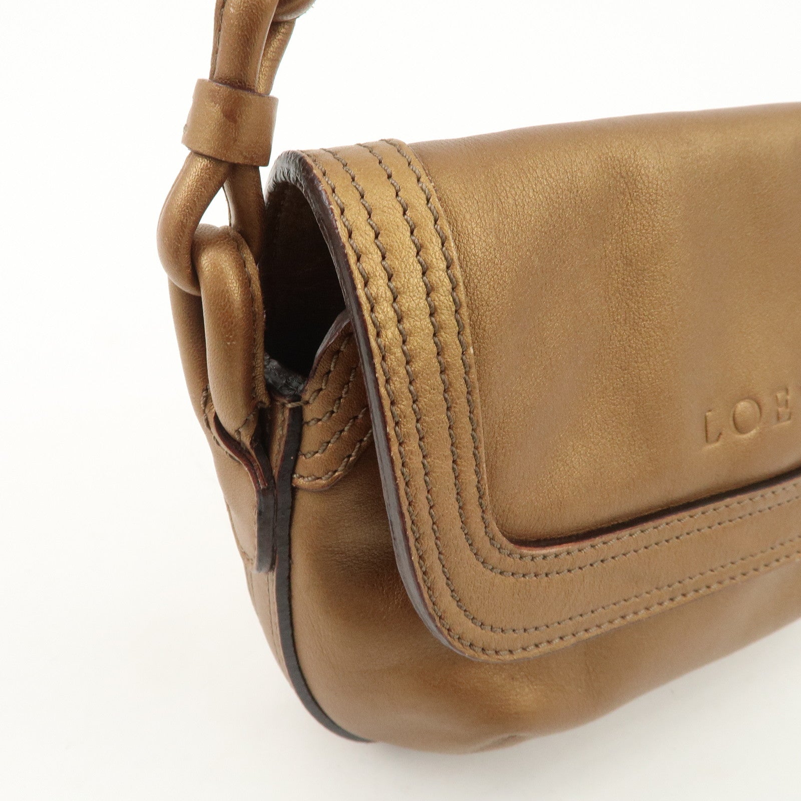 LOEWE Fiesta Leather Shoulder Bag Hand Bag Gold Used