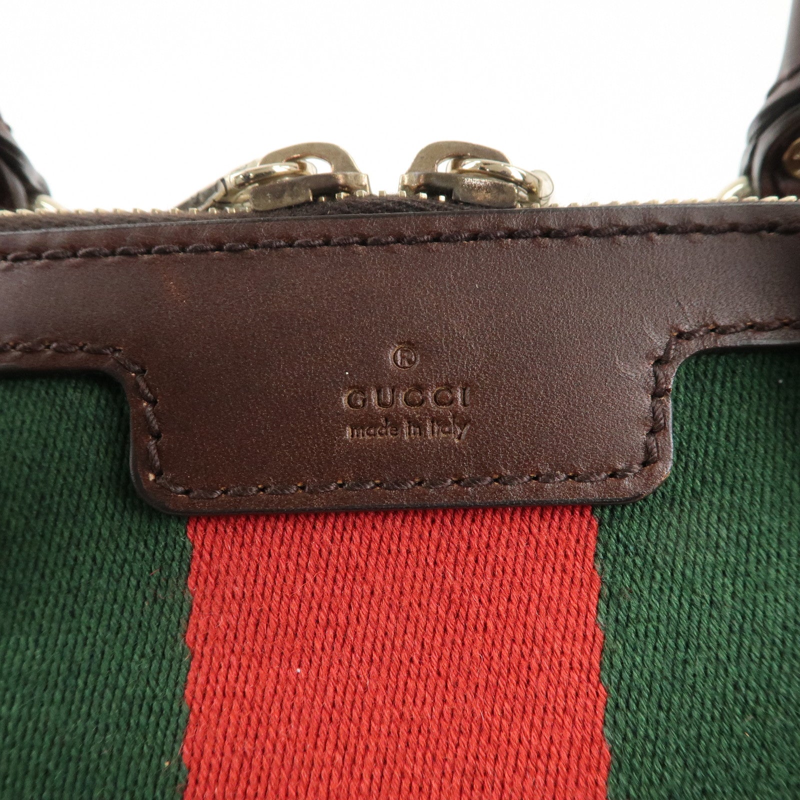 GUCCI Sherry GG Canvas Leather Tote Bag Hand Bag 257341