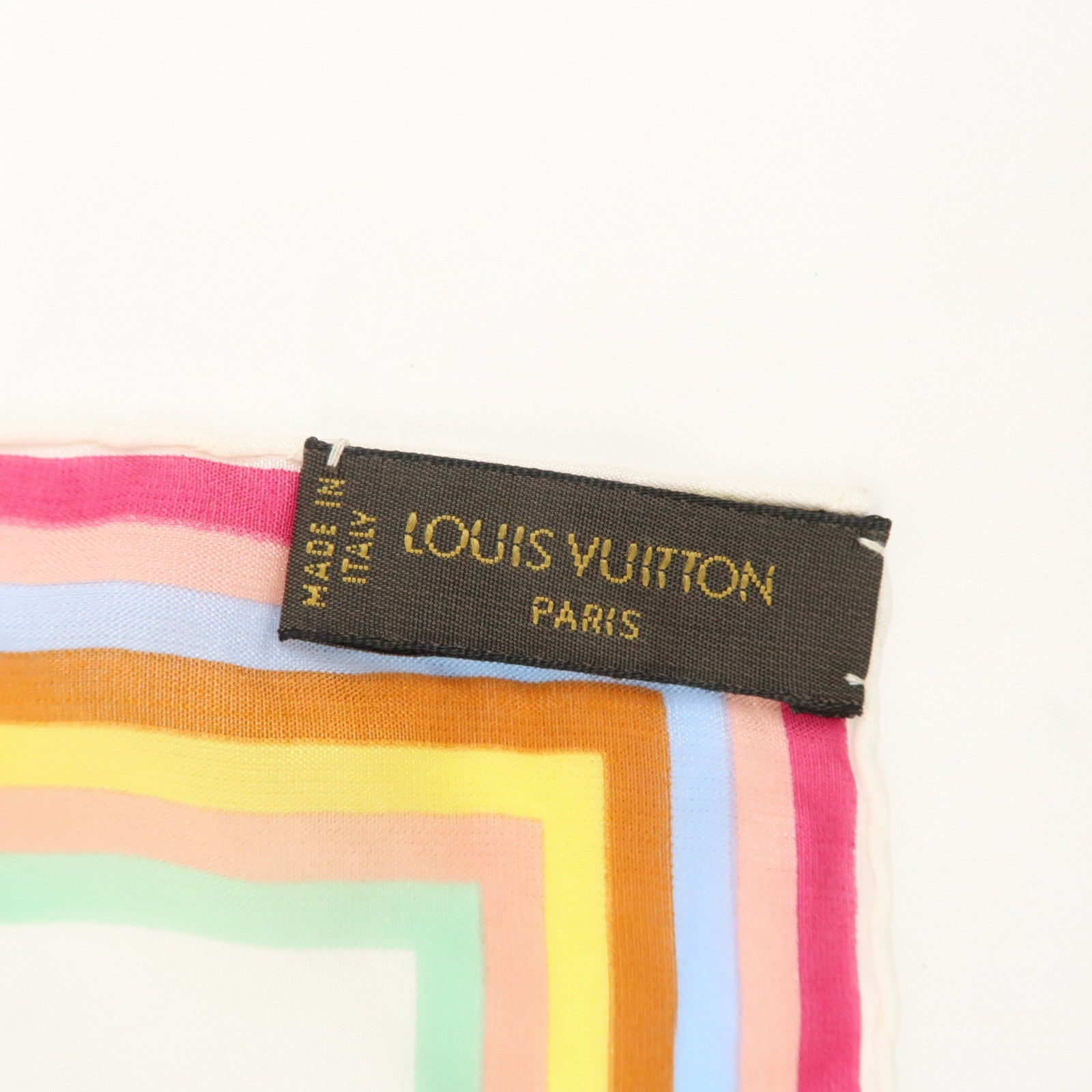 Louis Vuitton Monogram Multi Color Silk 100% Scarf Blanc M71913 Used