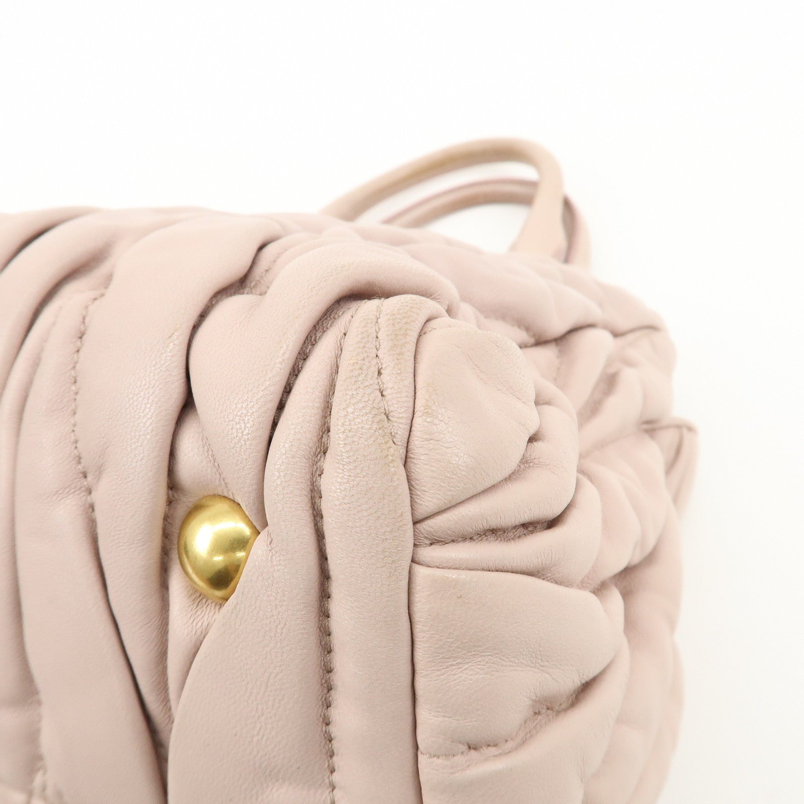 MIU MIU Matelasse Leather 2Way Shoulder Hand Bag Pink Beige