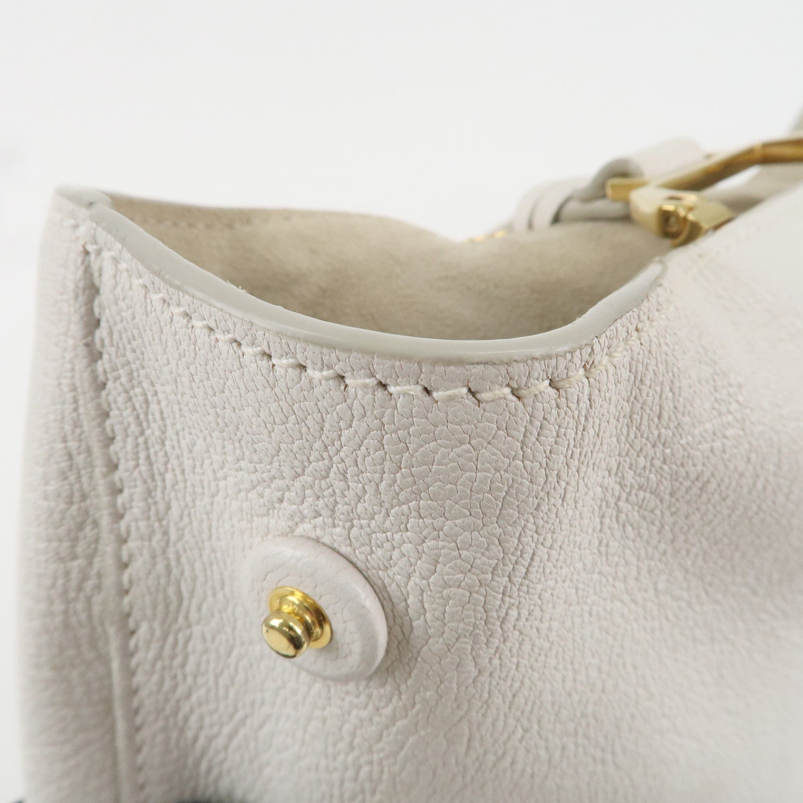 MIU MIU Logo Leather Tote Bag Shoulder Bag White 5BG002