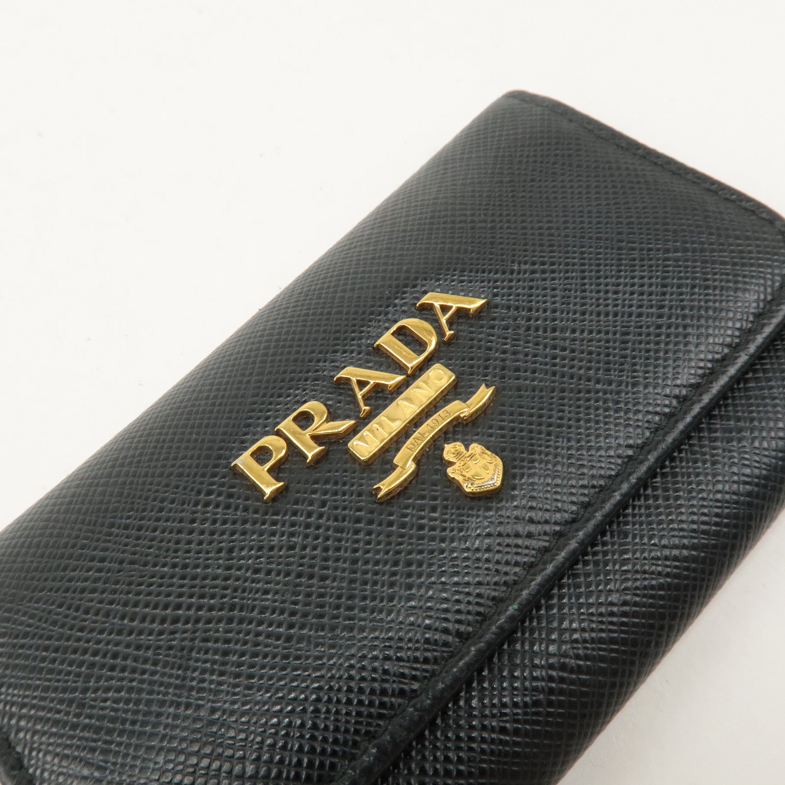 PRADA Leather 6 KeyHook Key Case Key Holder NERO Black 1PG222