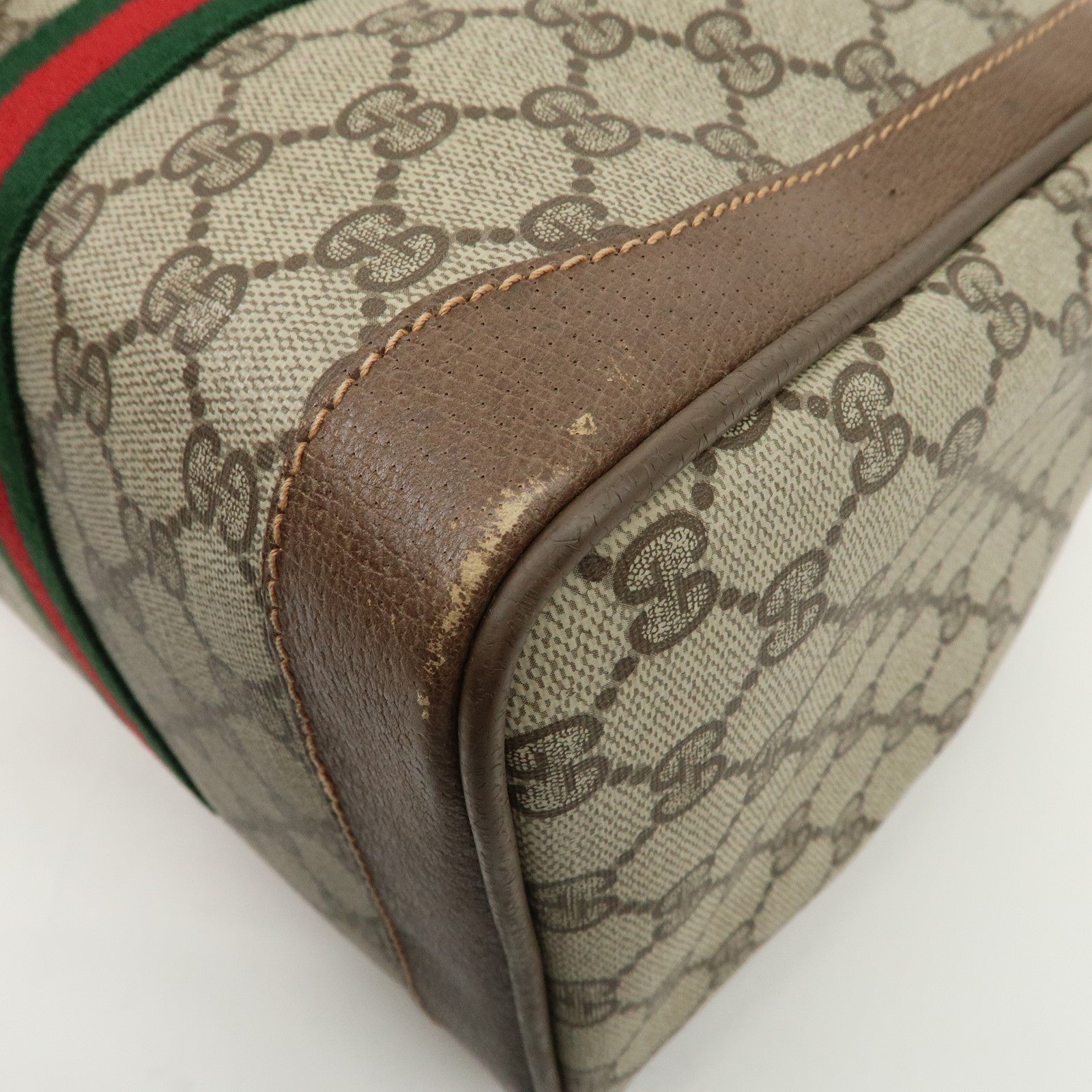 GUCCI Old Gucci Sherry GG Plus Leather Boston Bag 002.98.8 Used