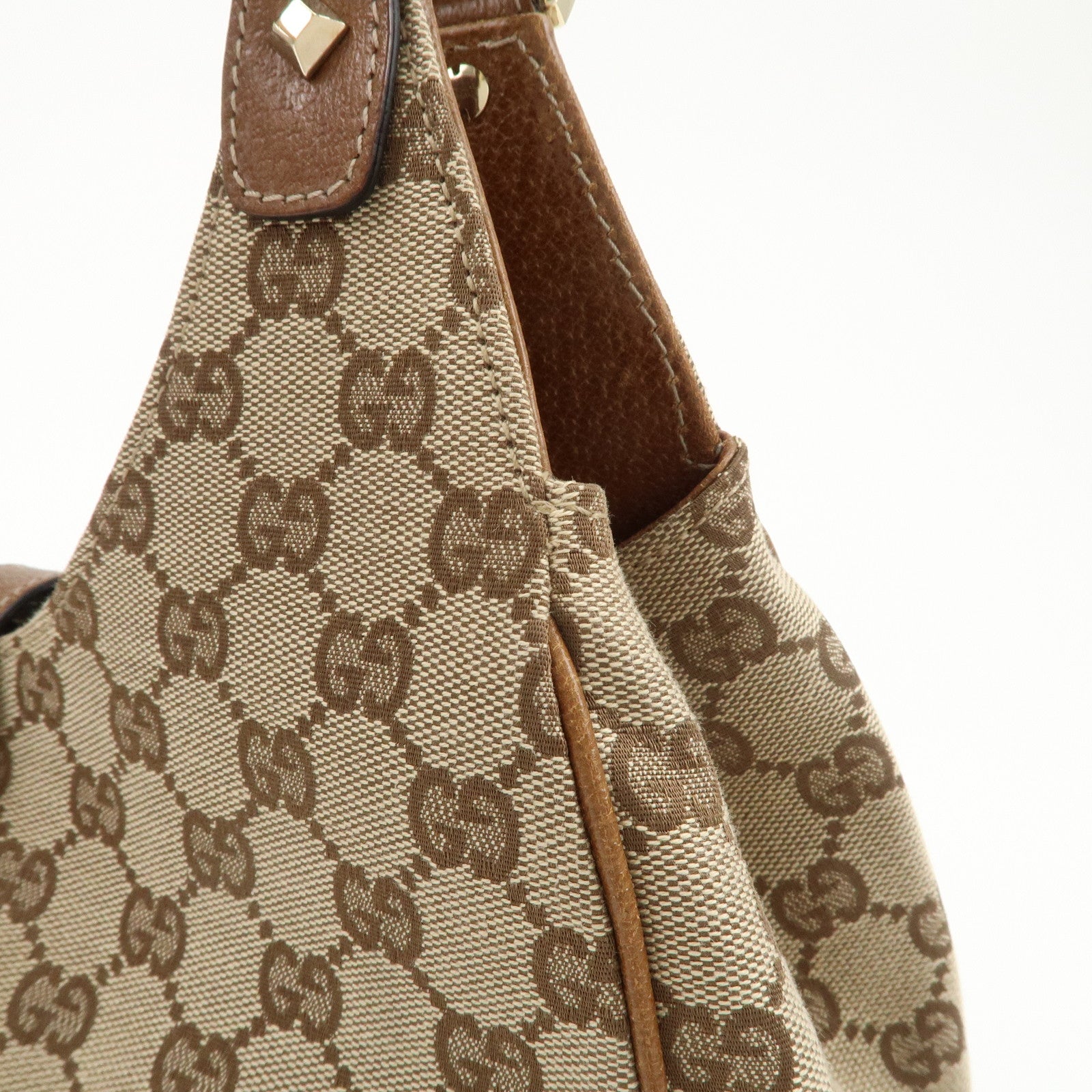 GUCCI New Jackie GG Canvas Leather Shoulder Bag Beige Brown 124407