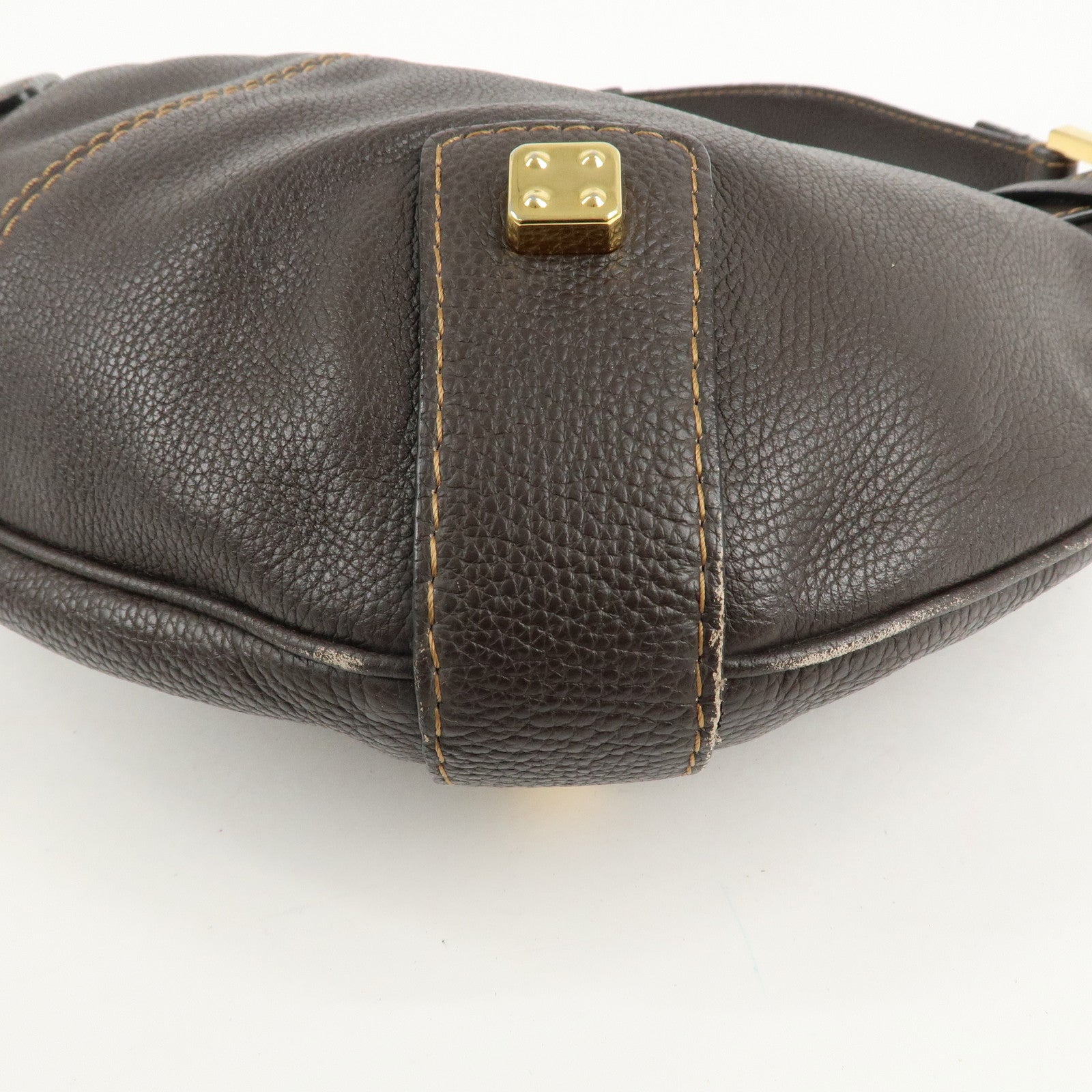 LOEWE Leather Shoulder Bag Hand Bag Brown Used