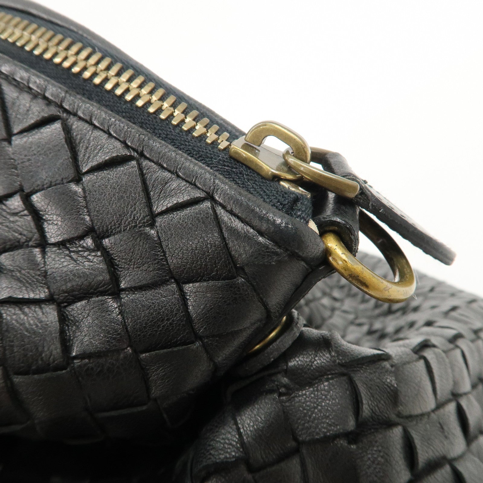 BOTTEGA VENETA Intrecciato Leather 2WAY Hand Bag Black 193785