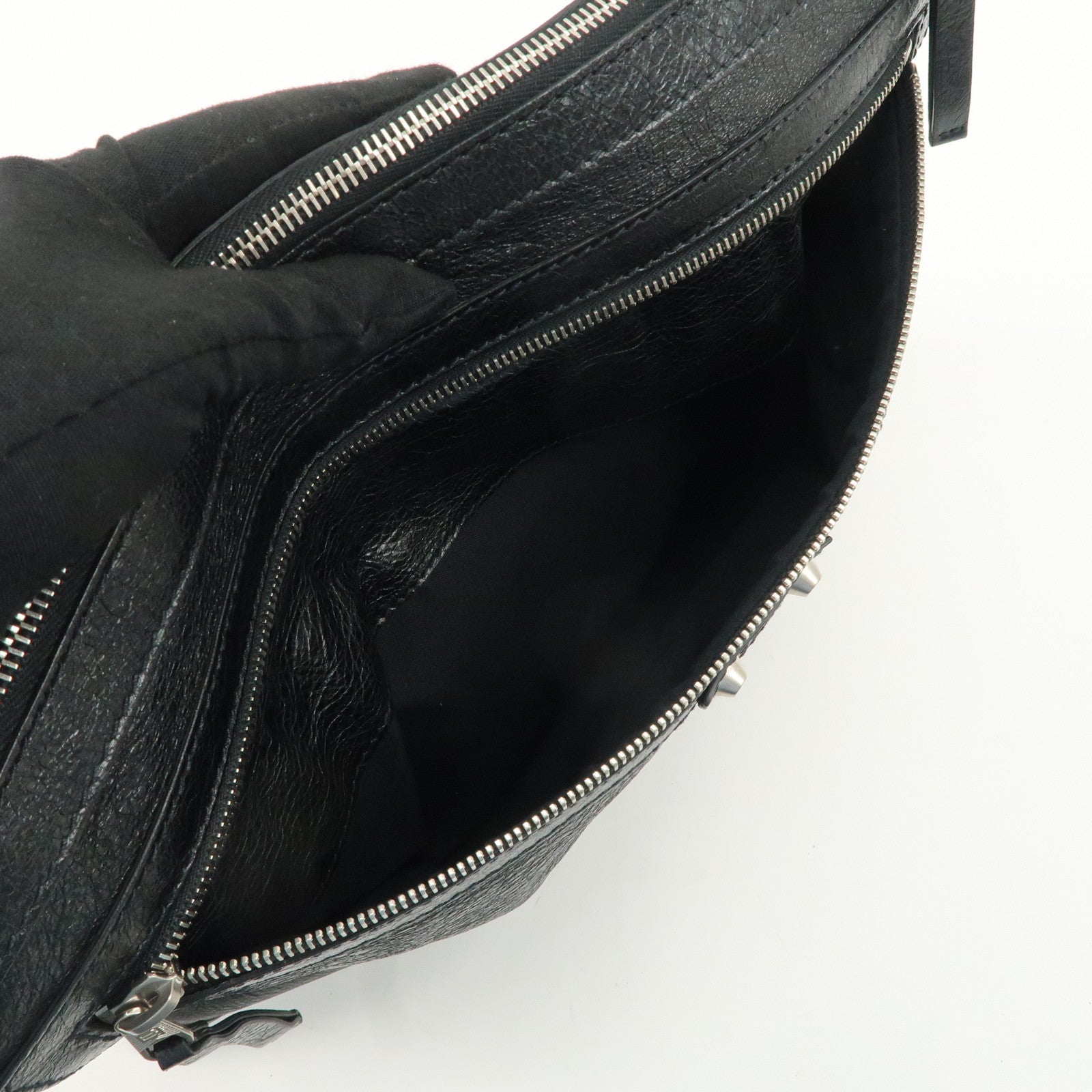 BALENCIAGA Leather Classic Clip L Clutch Bag Black 273023