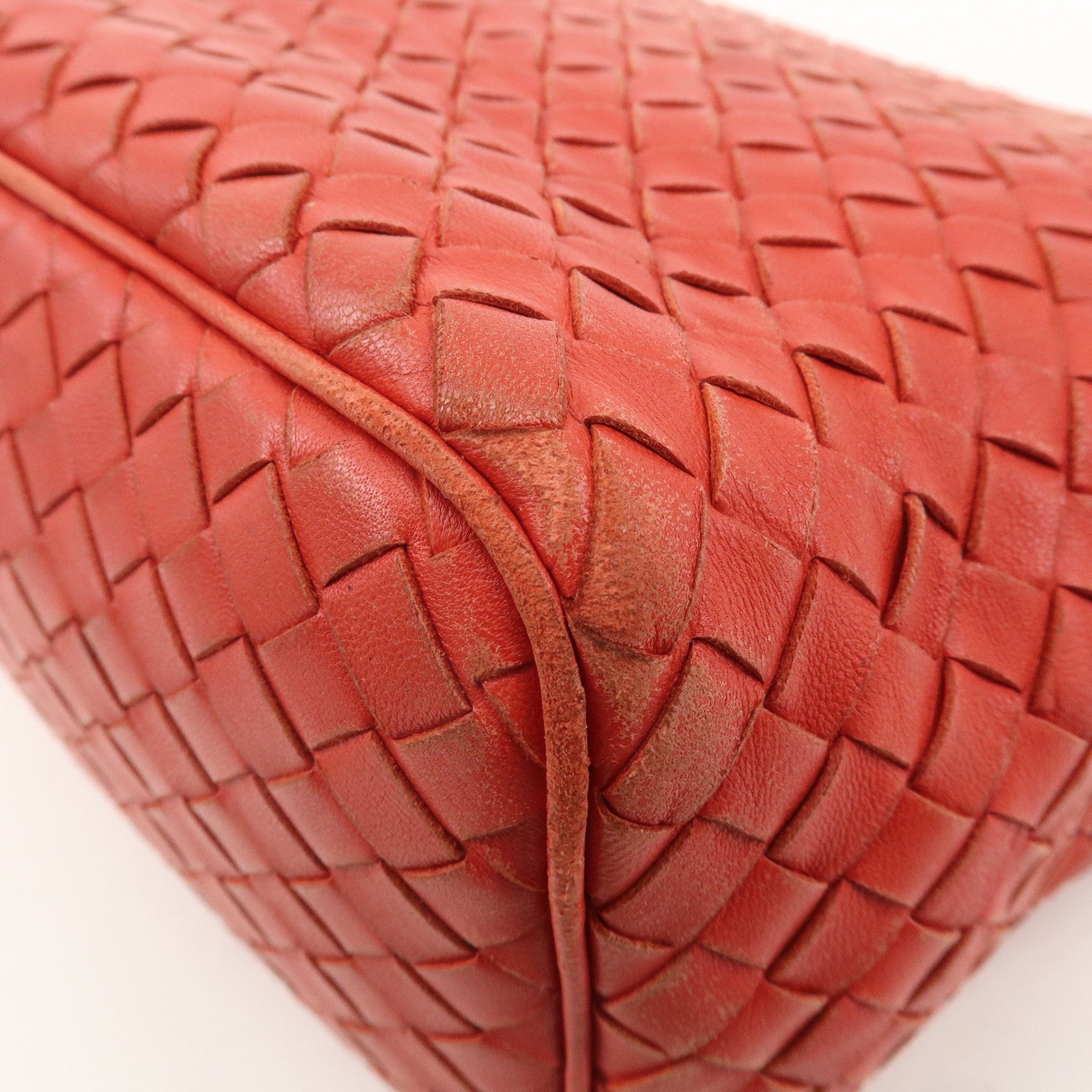 BOTTEGA VENETA Intrecciato Leather Shoulder Bag Red 239988