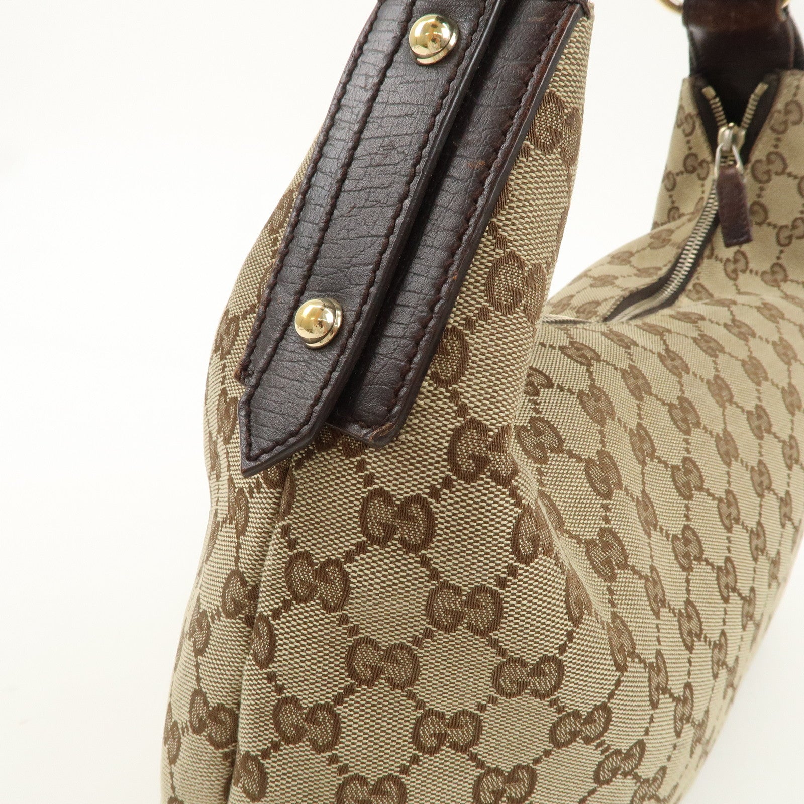 GUCCI Horsebit GG Canvas Leather One Shoulder Bag 115867