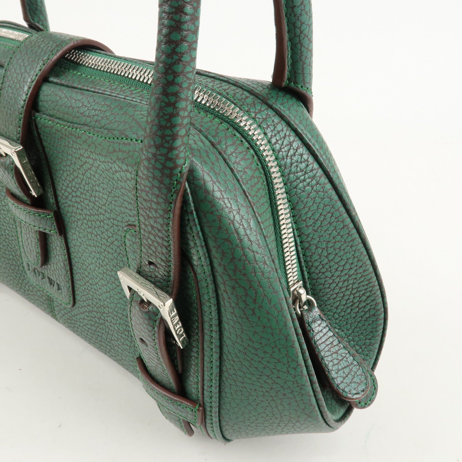 LOEWE Senda Leather Shoulder Bag Hand Bag Green