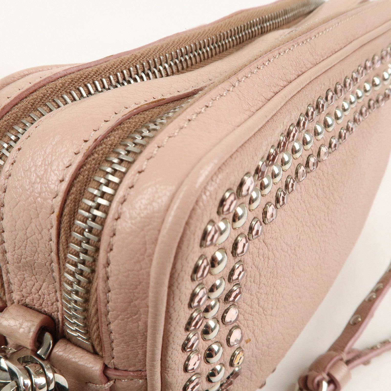 MIU MIU Leather Bijoux Shoulder Bag Crossbody Bag Pink