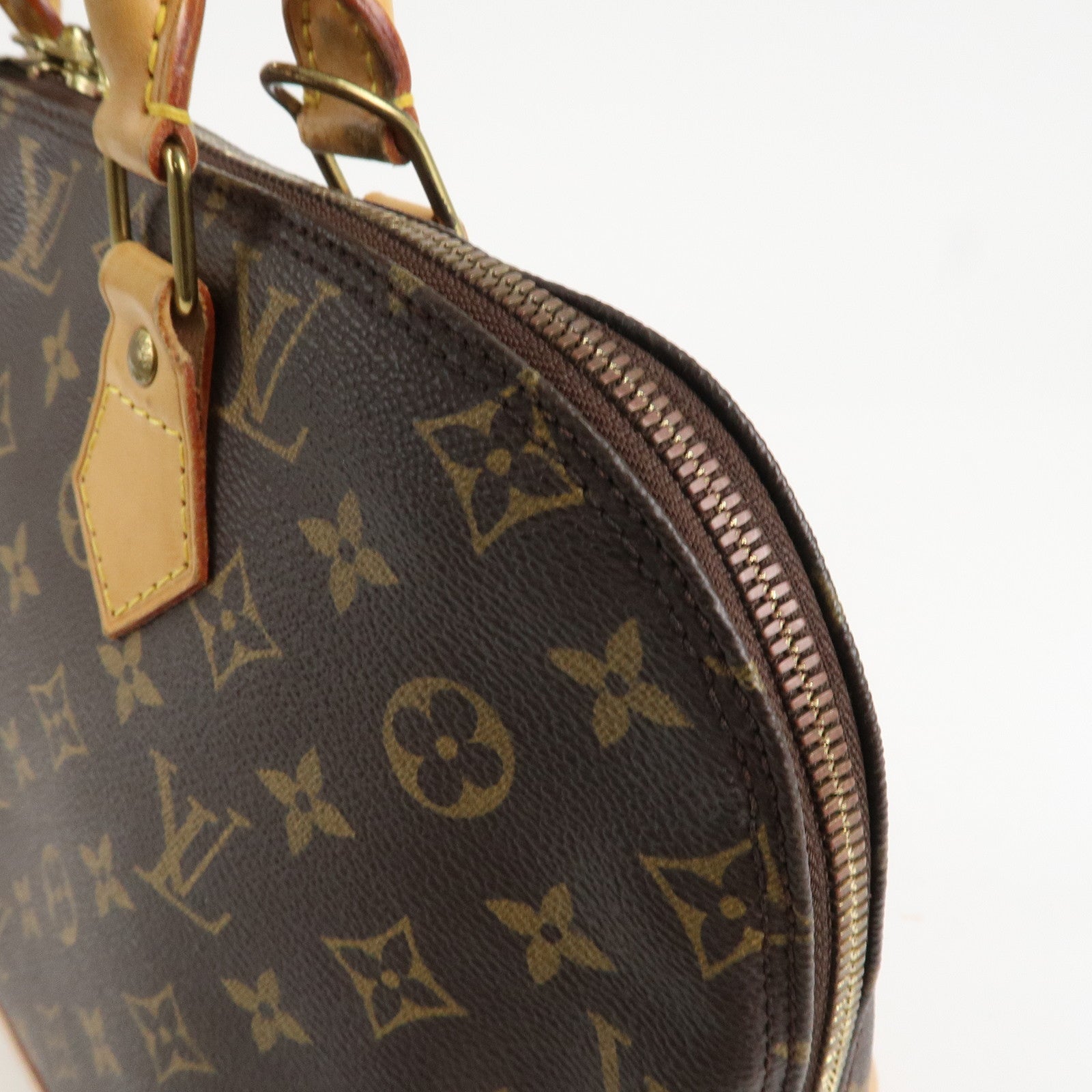 Louis Vuitton Monogram Alma Hand Bag Brown Gold Hardware M51130 Used