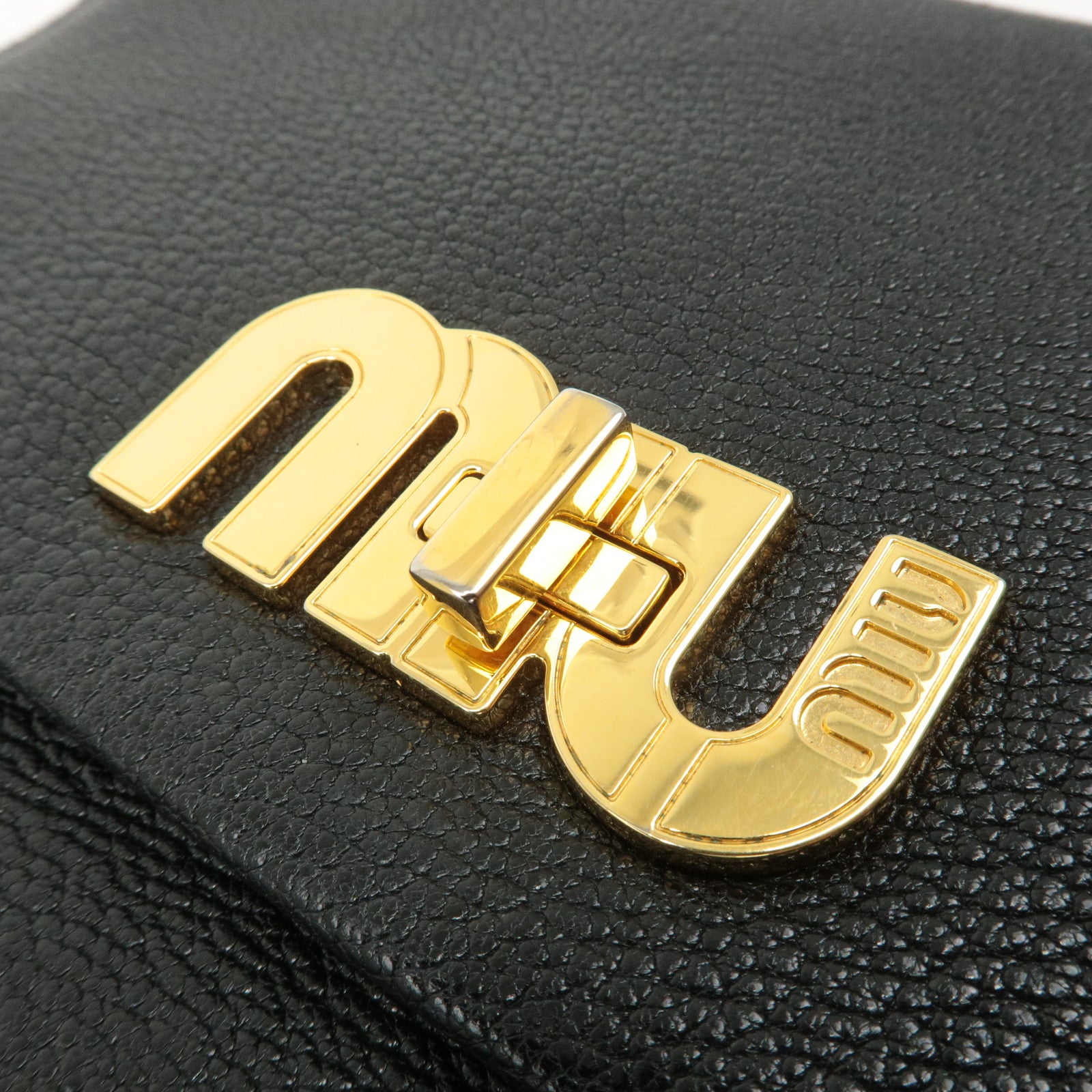 MIU MIU Leather 2WAY Hand Bag Shoulder Bag Black