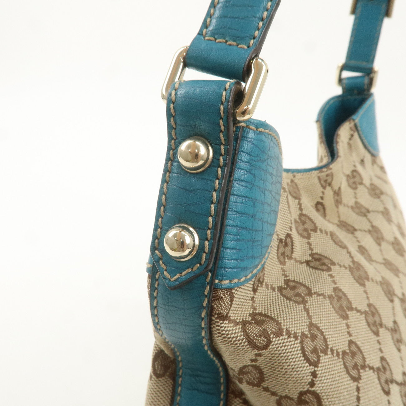 GUCCI Sherry Horsebit GG Canvas Leather Shoulder Bag 137388