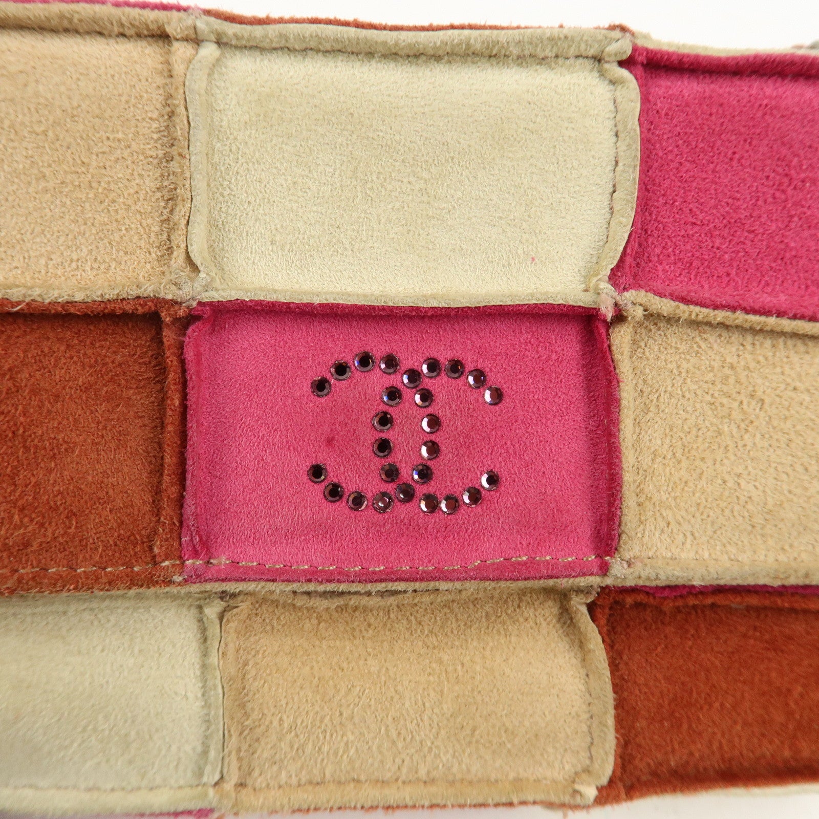 CHANEL COCO Mark Suede Mini Shoulder Bag Beige Pink Brown Used