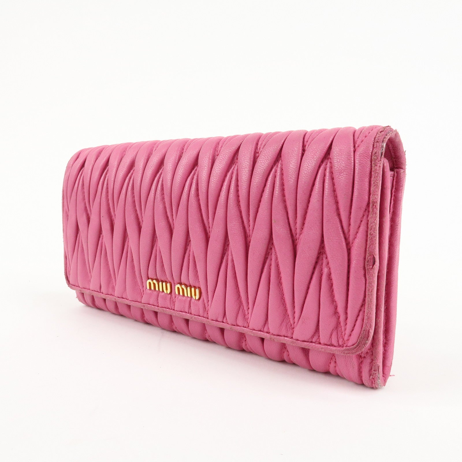 MIU MIU Matelasse Set of 2 Long Wallet Pink 5M1109 5M1183 Used