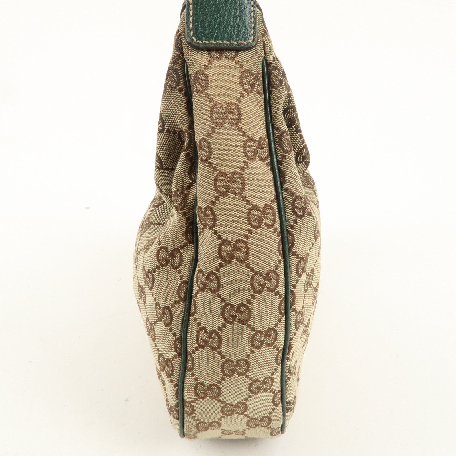 GUCCI Sherry GG Canvas Leather Shoulder Bag Beige Green 145757