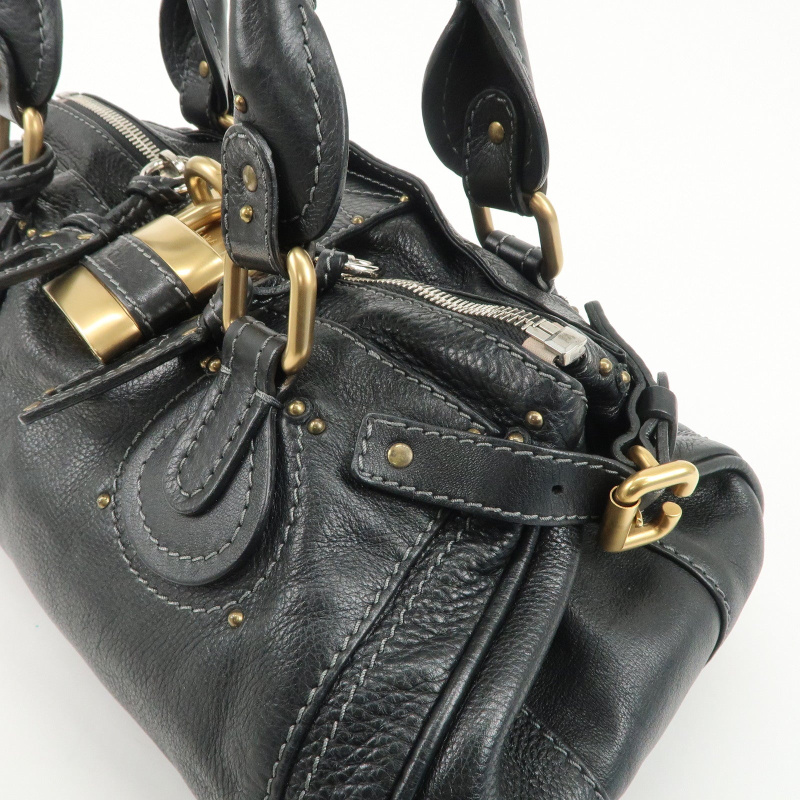 Chloe Paddington Leather Hand Bag Black Gold Hardware