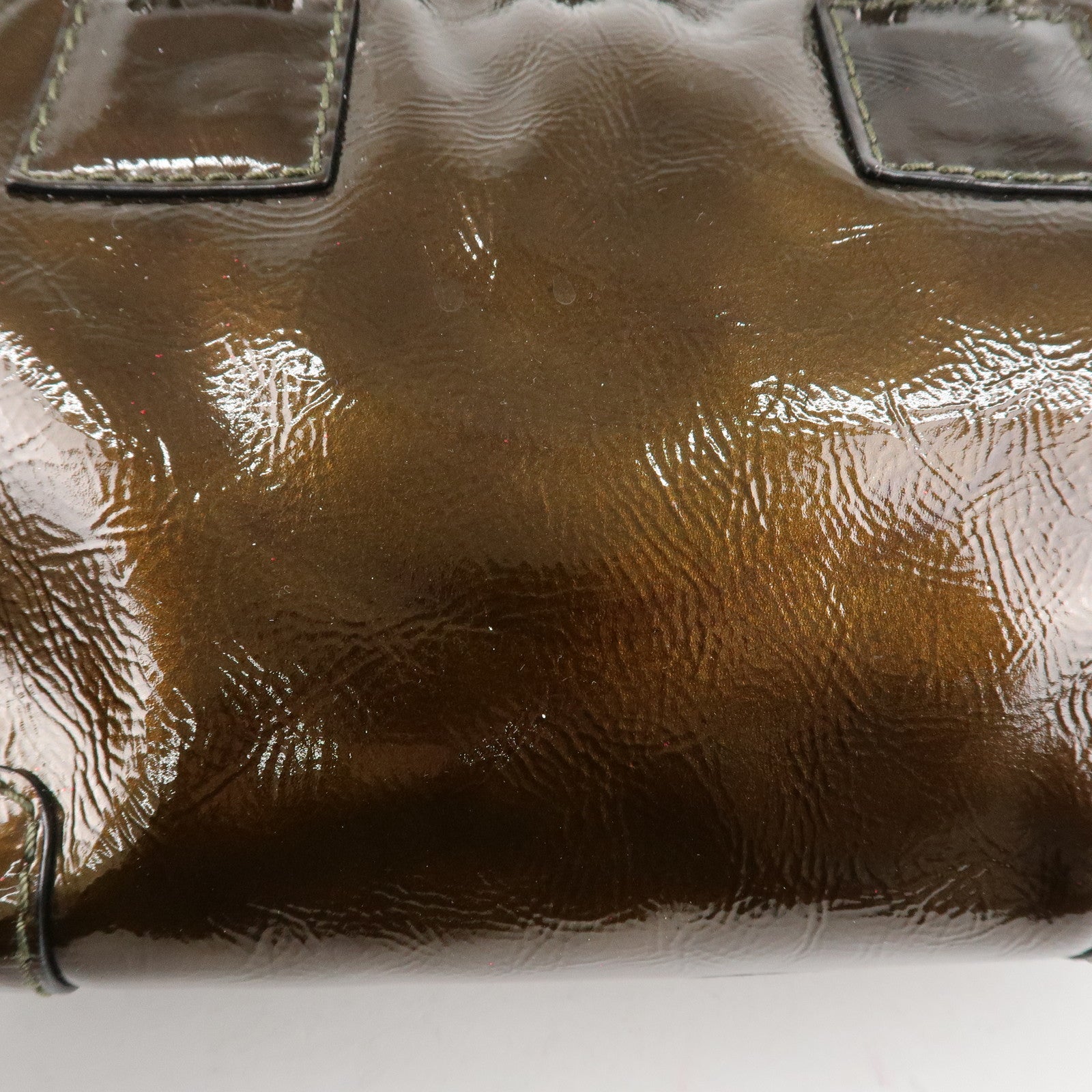 LOEWE Anagram Patent Leather Amasona28 Hand Bag  Bronze