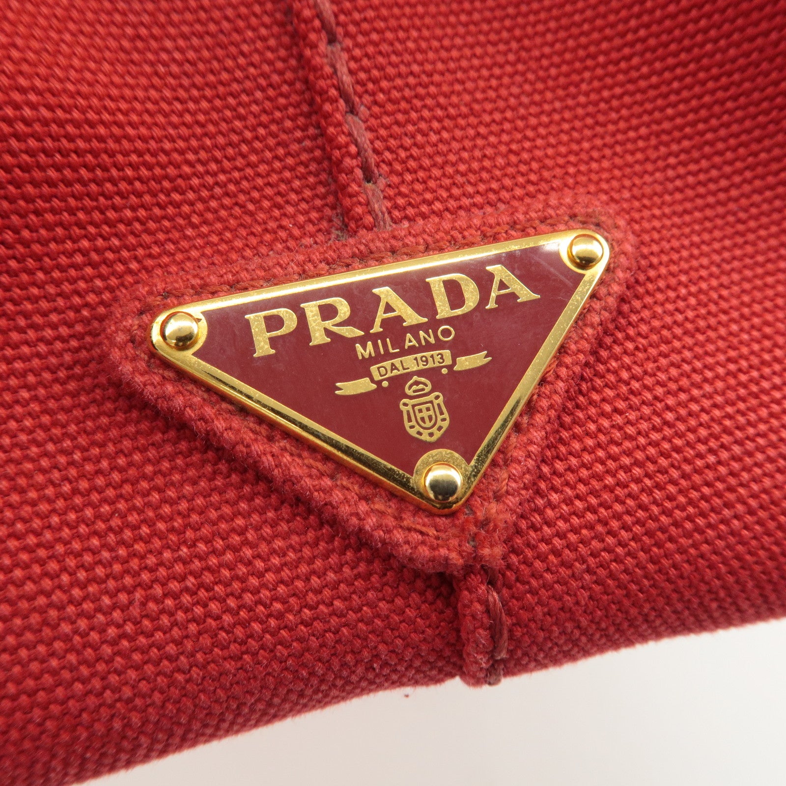 PRADA Logo Canapa Canvas 2 Way Shoulder Bag Hand Bag Red 1BG439