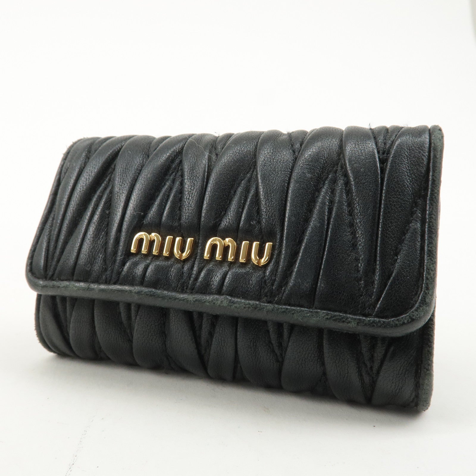 MIU MIU Set of 2 Matelasse Leather ６ Hook Key Case Black