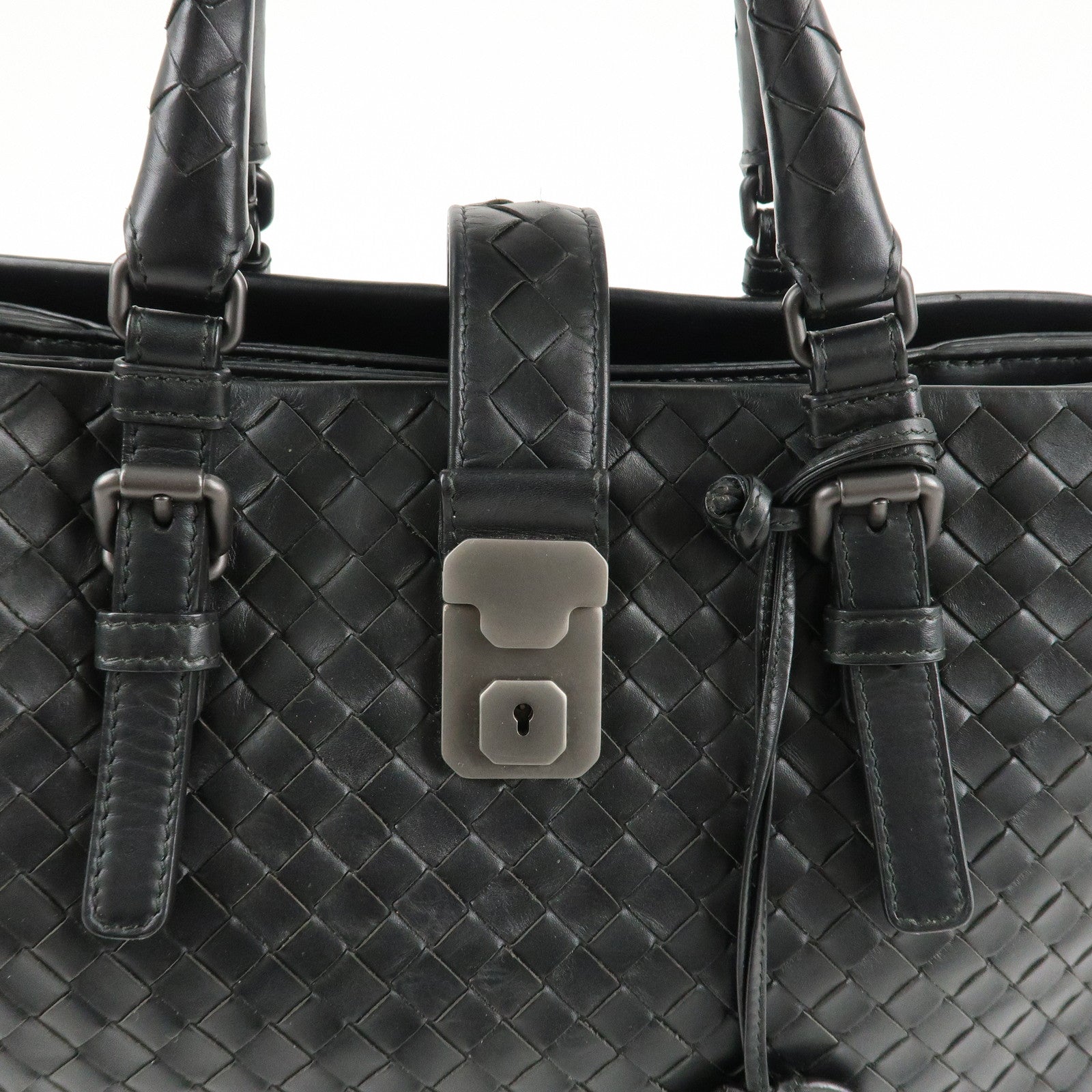 BOTTEGA VENETA Intrecciato Leather Tote Bag Hand Bag Black