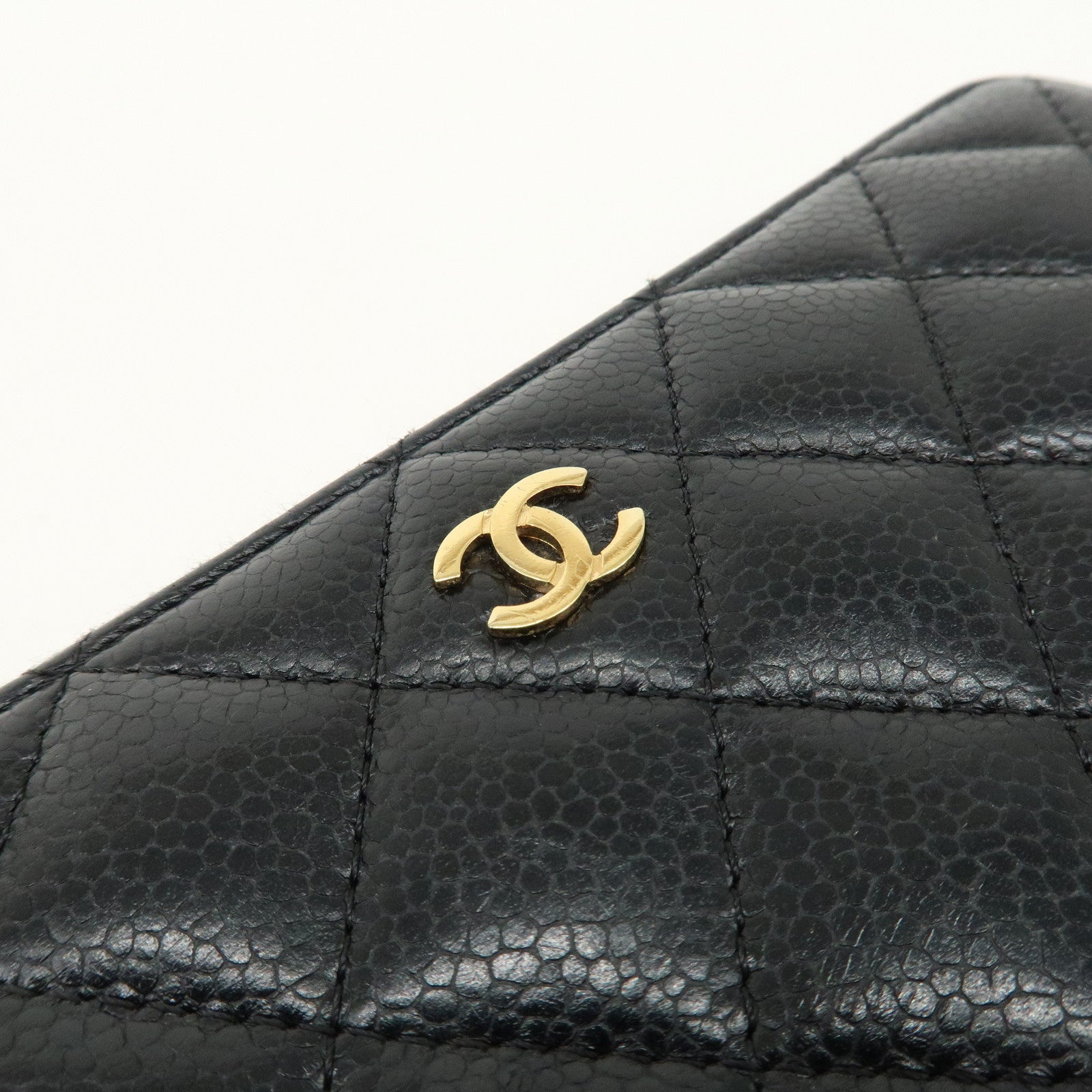 CHANEL Matelasse Caviar Skin Round Zippy Long Wallet Black A50097