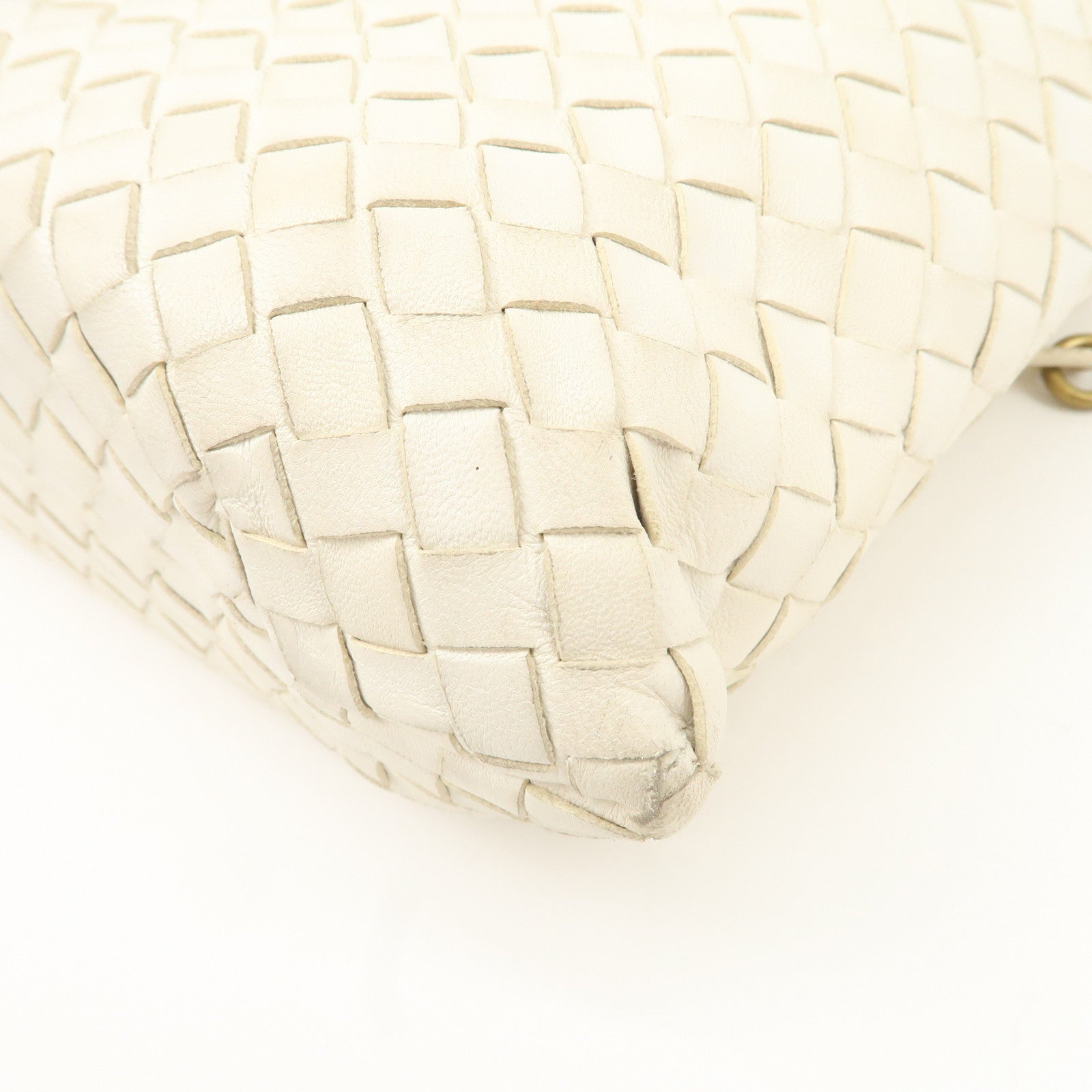 Bottega Veneta Intrecciato Leather Chain Shoulder Bag White