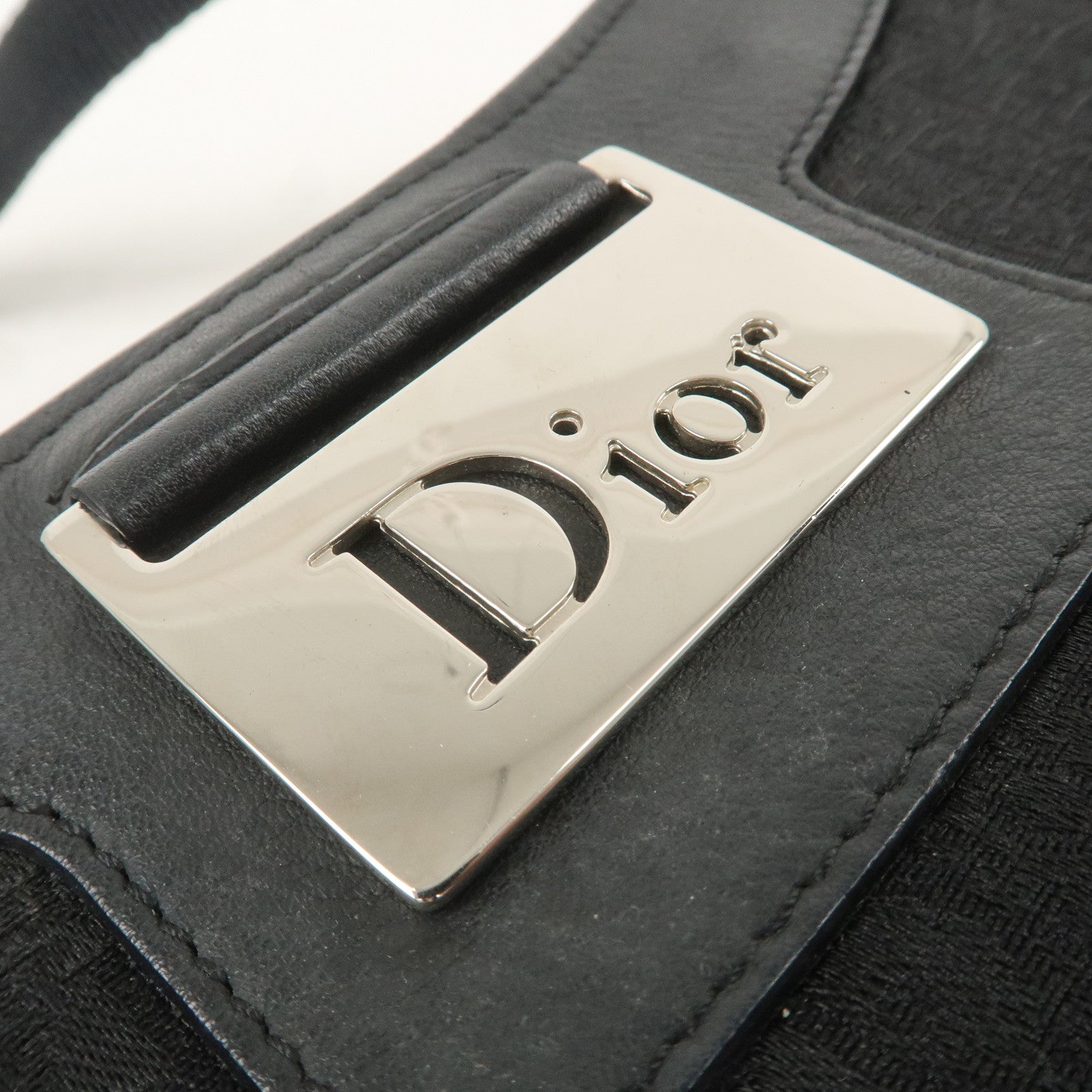 Christian Dior Trotter Canvas Leather One Shoulder Bag Black