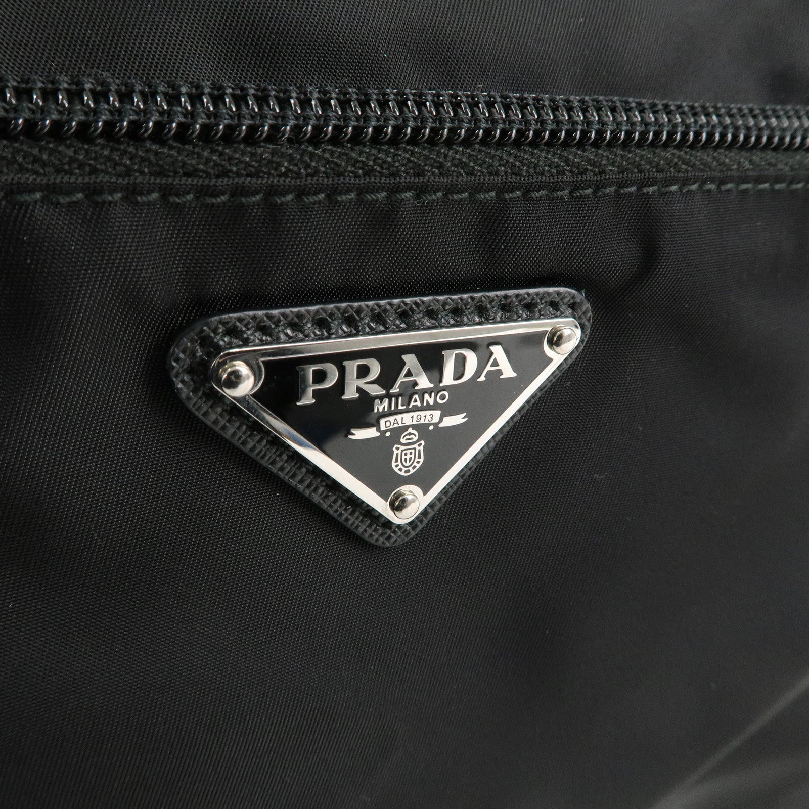 PRADA Logo Nylon Leather Shoulder Bag Crossbody Bag NERO Black