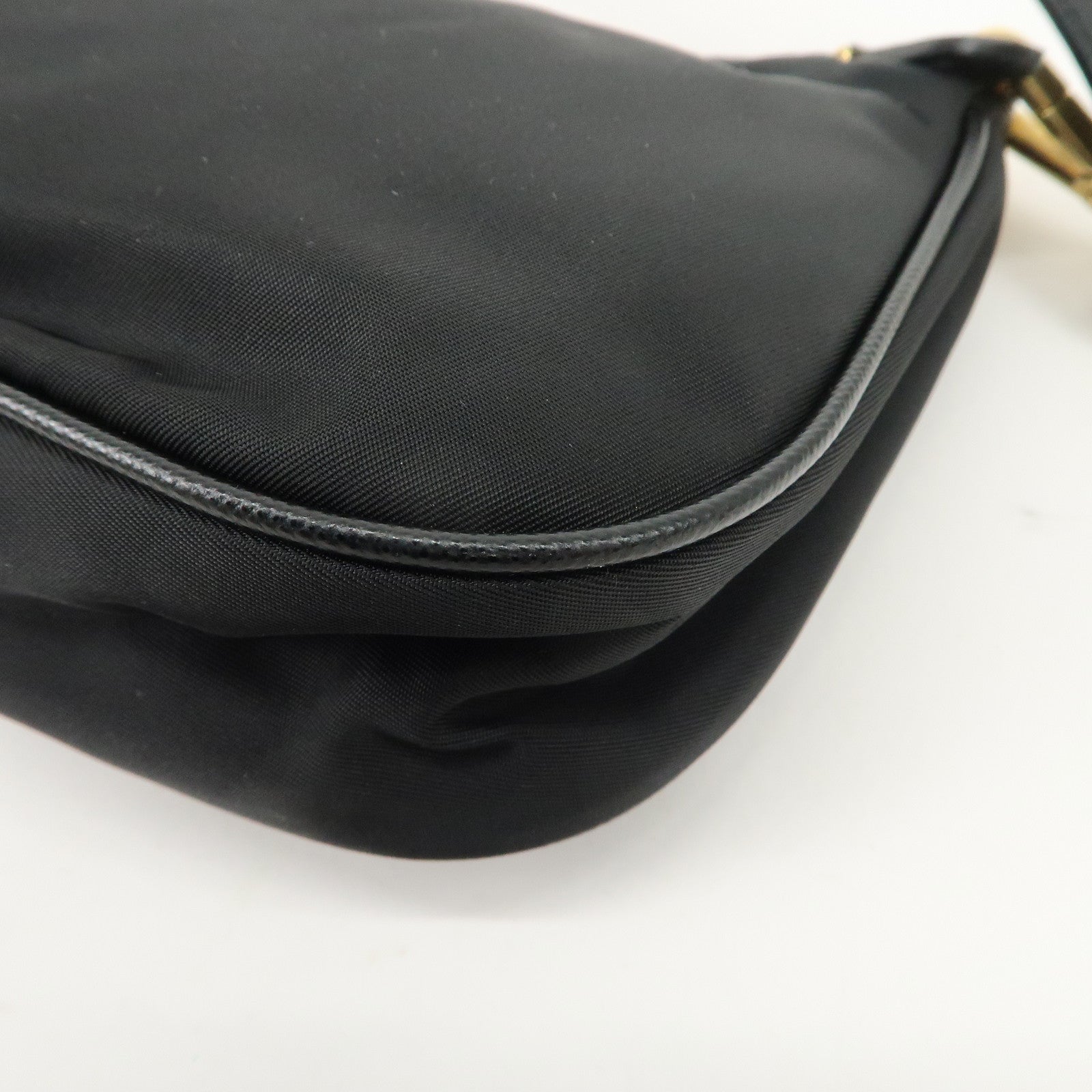 PRADA Logo Nylon Leather Shoulder Bag Pouch Hand Bag Black