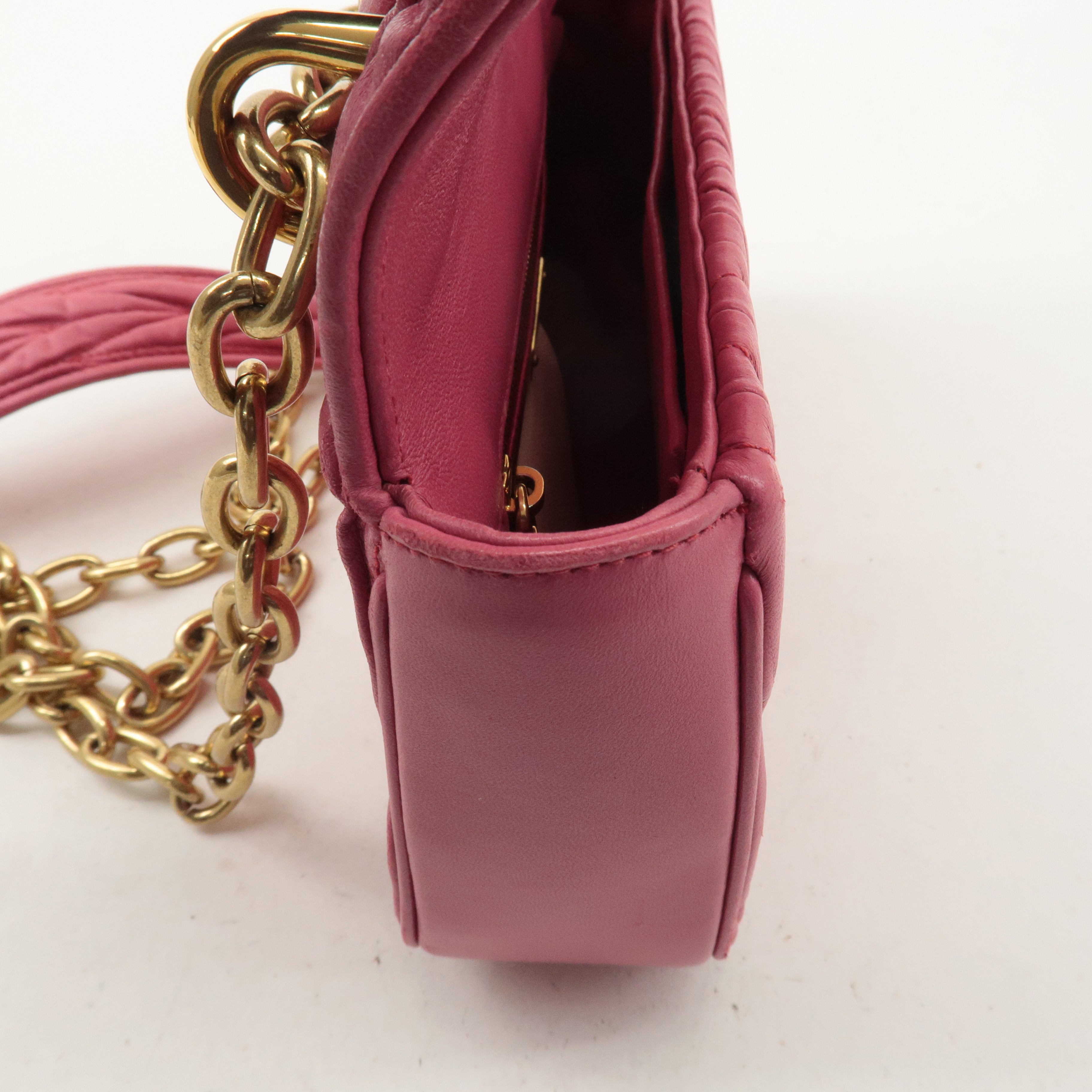 MIU MIU Matelasse Leather Chain Shoulder Bag Pink 5BD140