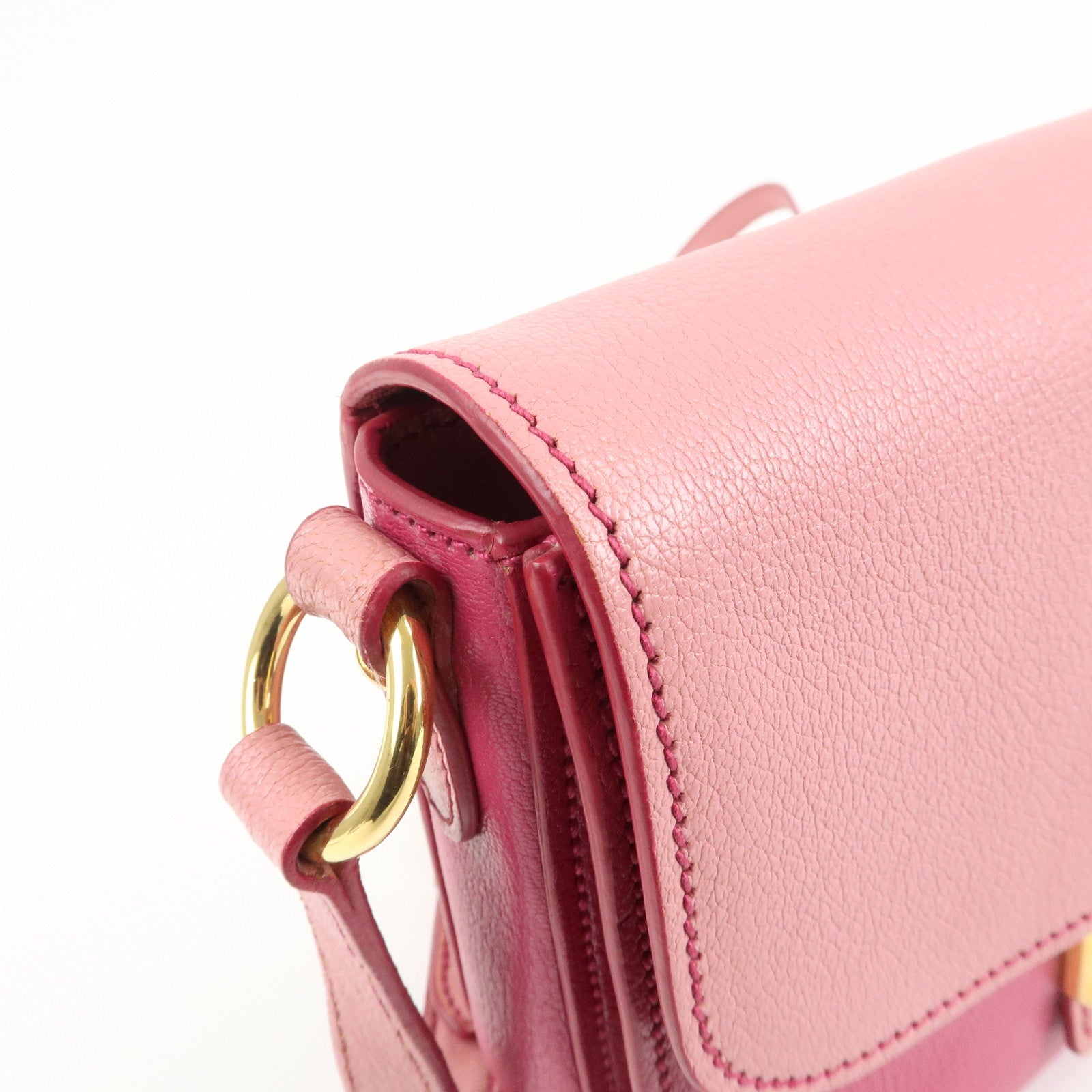 MIU MIU Madras Leather Bicore bicolor Shoulder Bag Pink Used